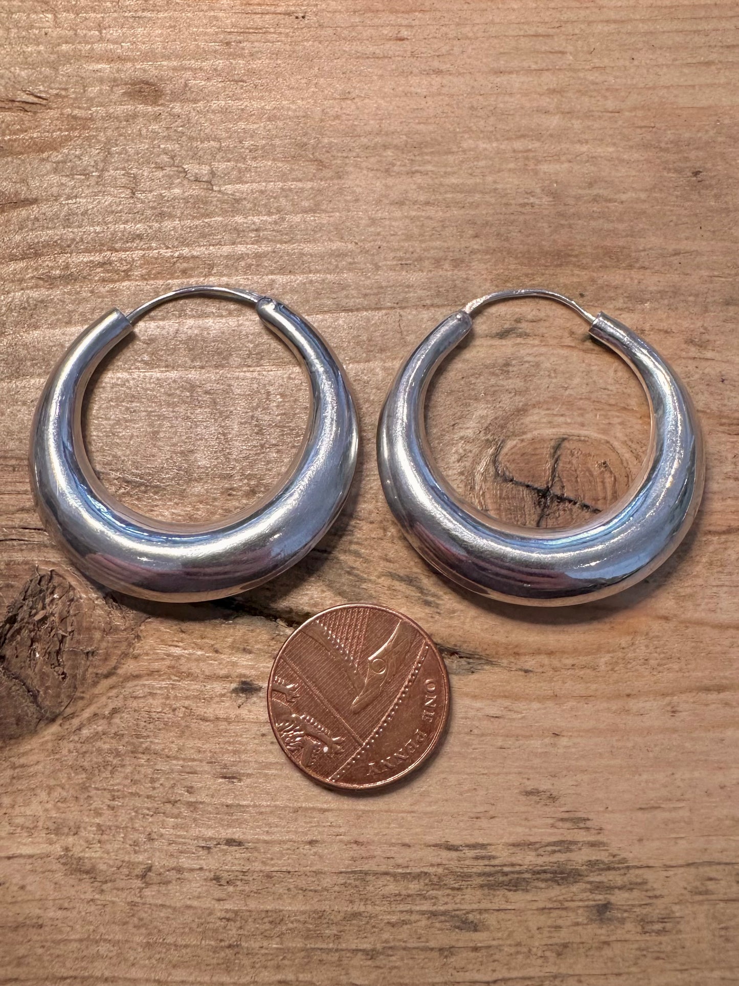 Vintage Chunky Hoops 925 Silver Earrings
