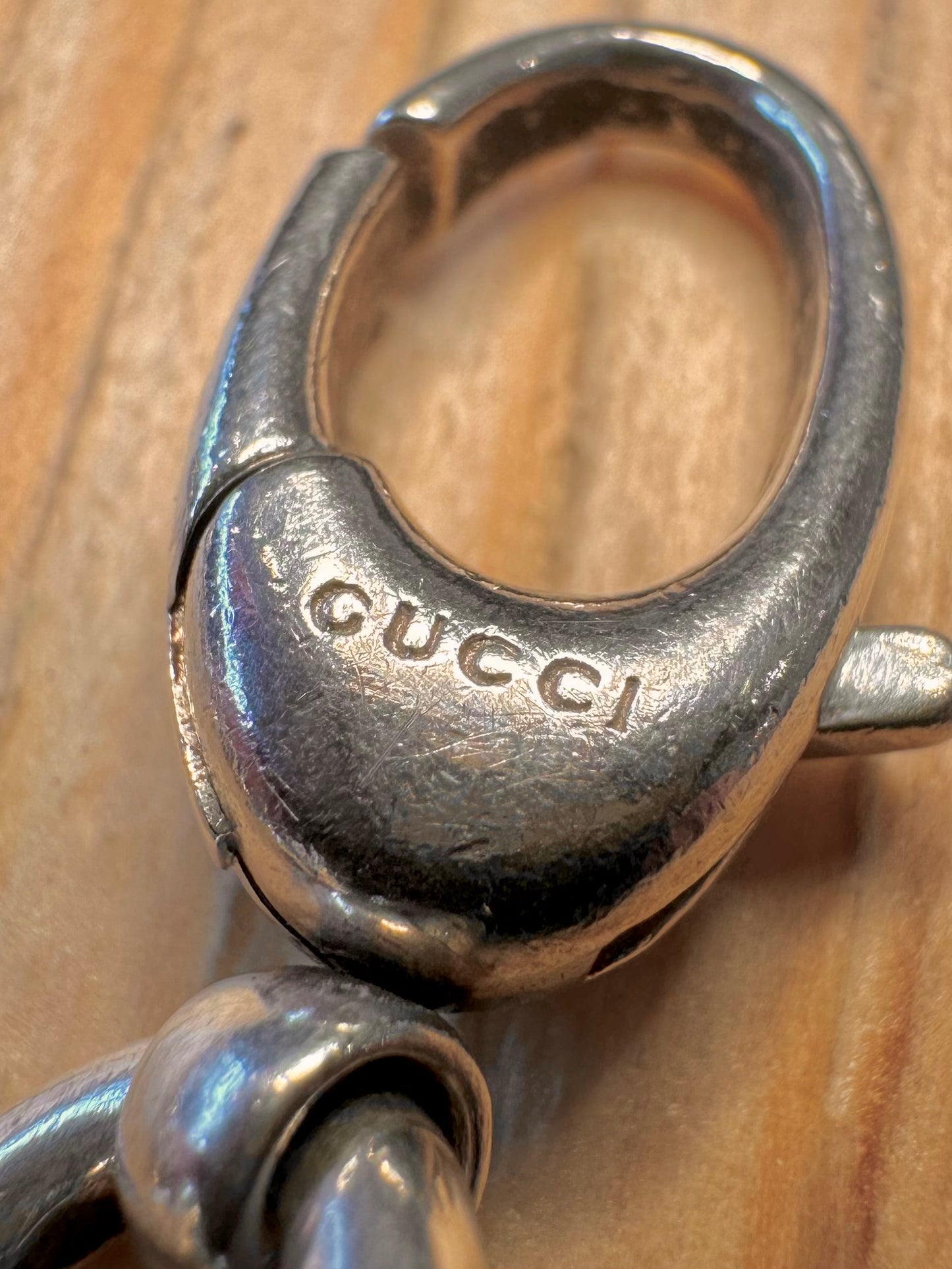 Vintage GUCCI Link Double Dog Tag Style 925 Silver 8.3 inch Bracelet