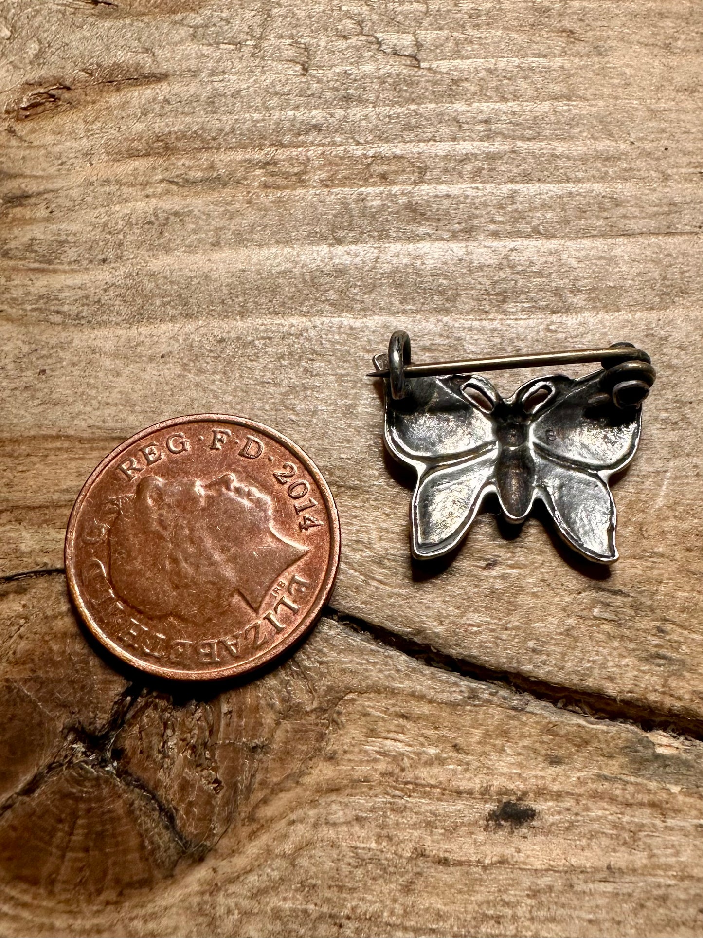 Vintage Yellow Enamel Butterfly 925 Silver Brooch