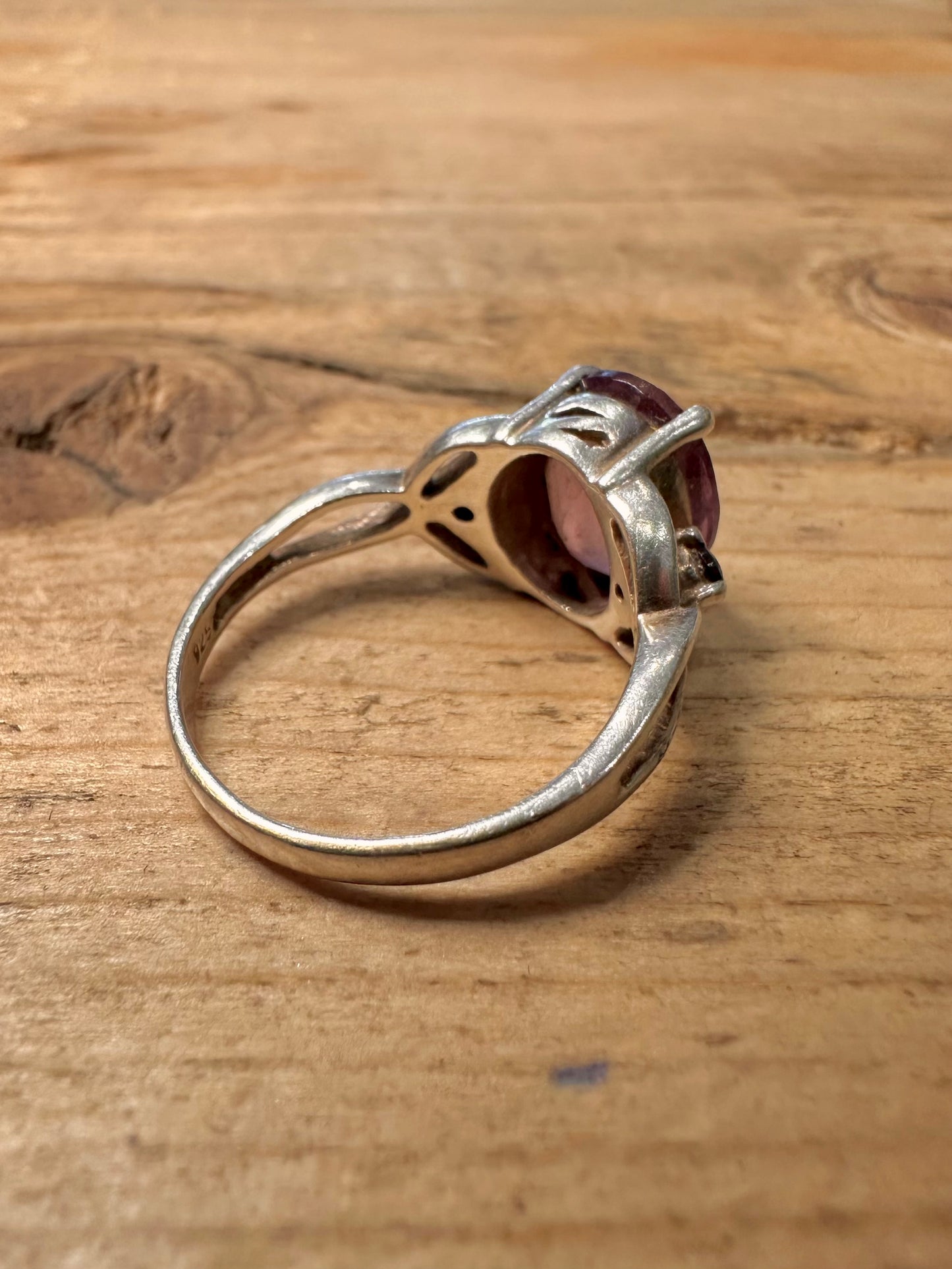 Vintage Amethyst 925 Silver Size P Ring