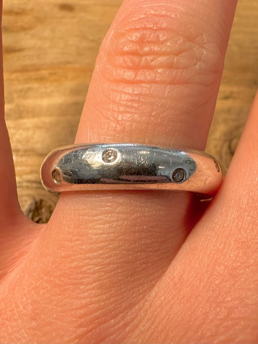 Modern CZ Band 925 Silver Size Z+2 Ring