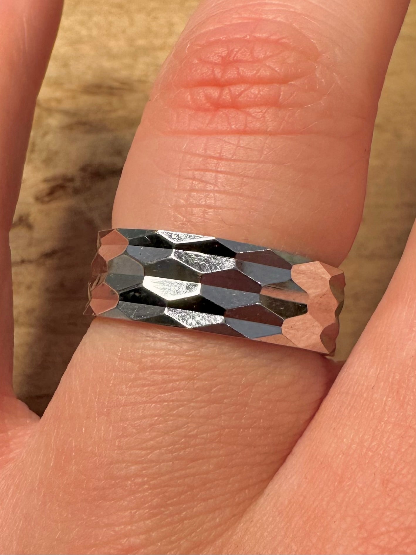 Modern Textured Band 925 Silver Size P1/2 Ring