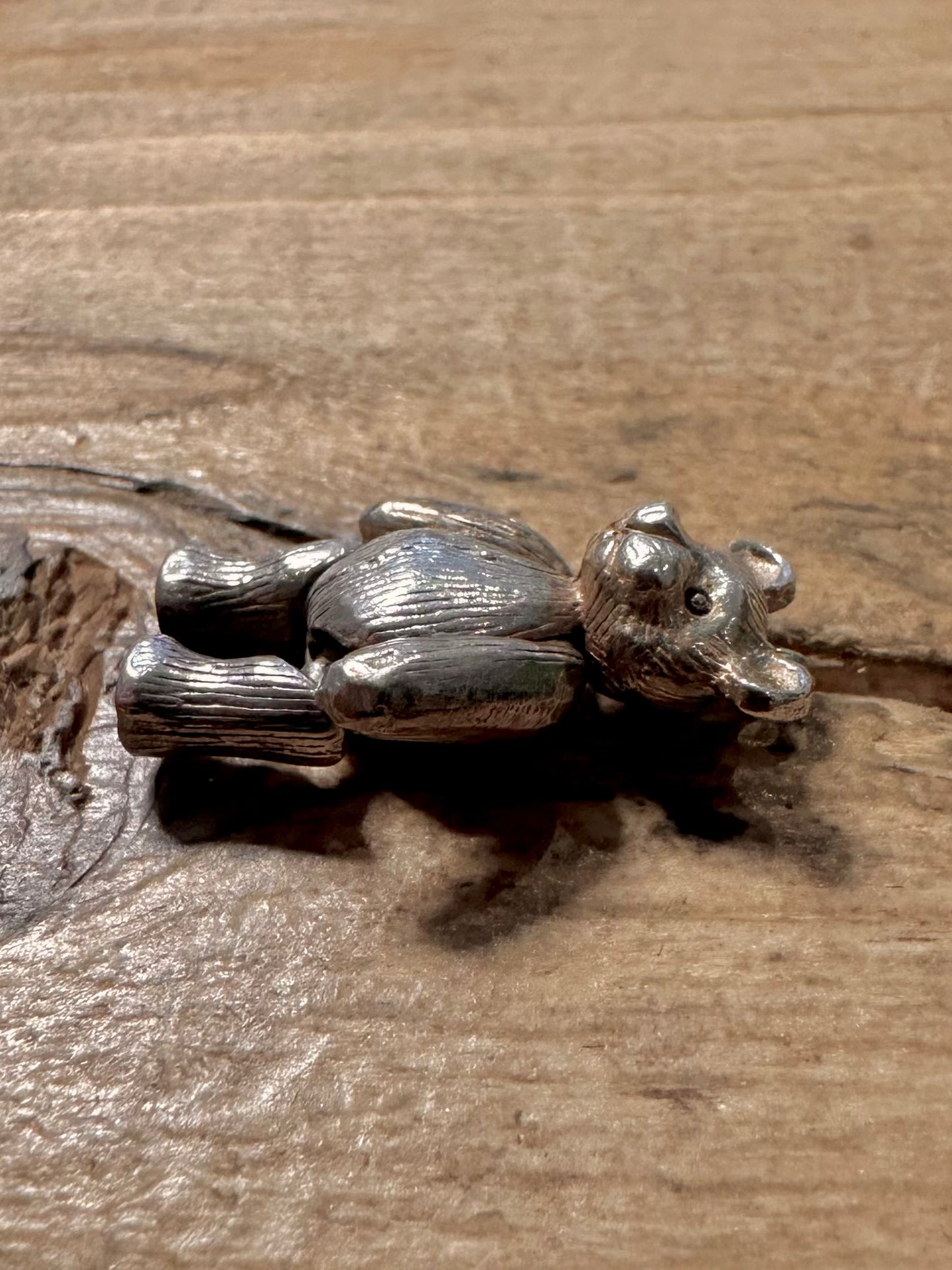 Vintage Teddy Bear Articulated 925 Silver Charm Pendant
