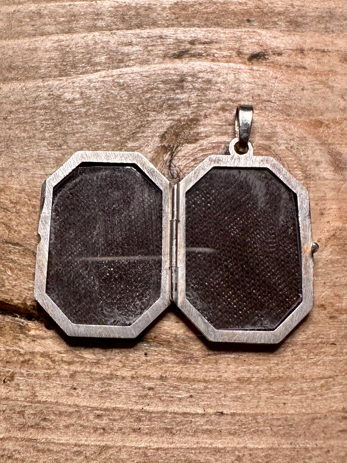 Vintage Rectangle Engraved Locket 925 Silver Pendant