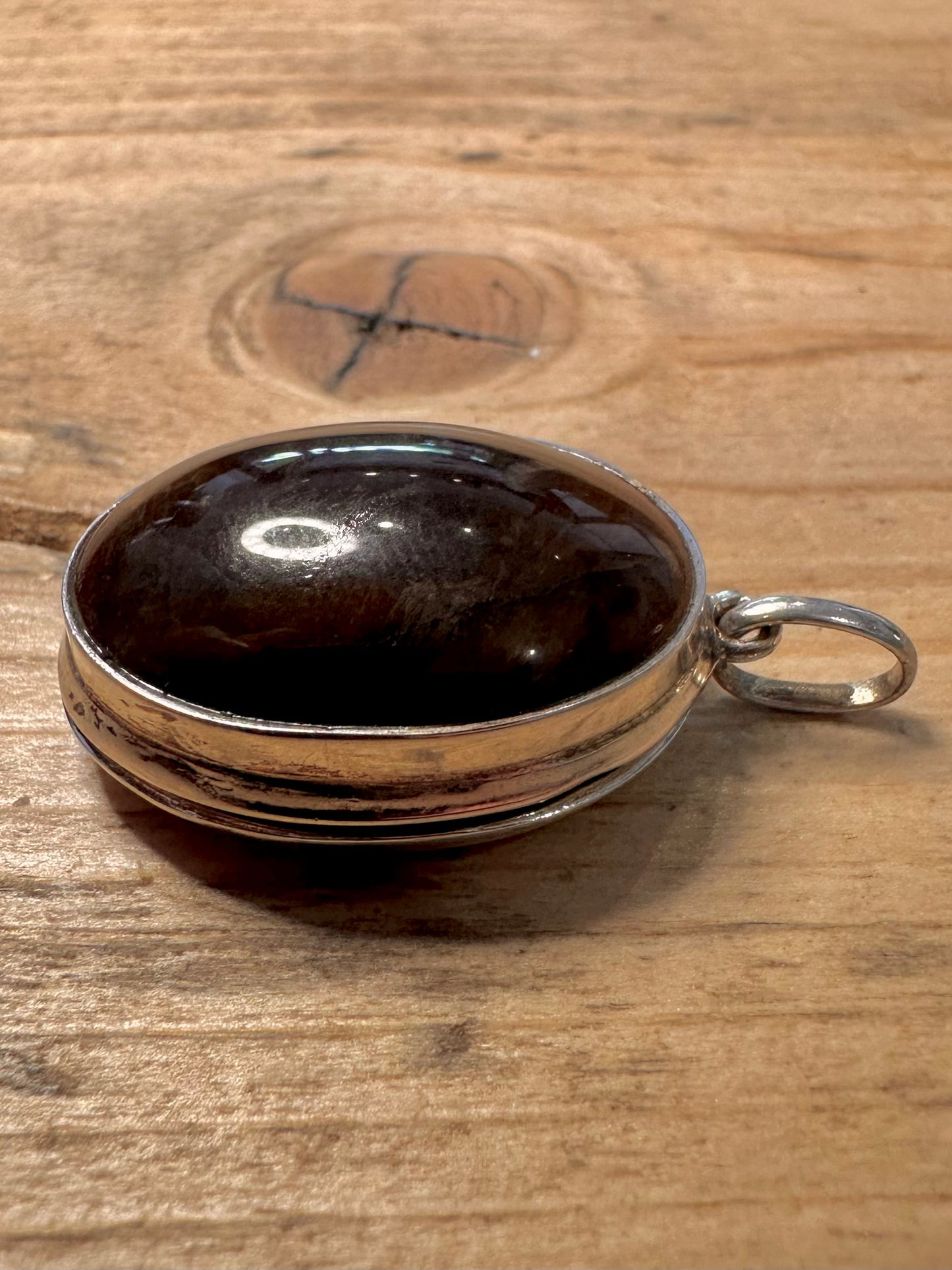 Vintage Tigers Eye Locket 925 Silver Pendant