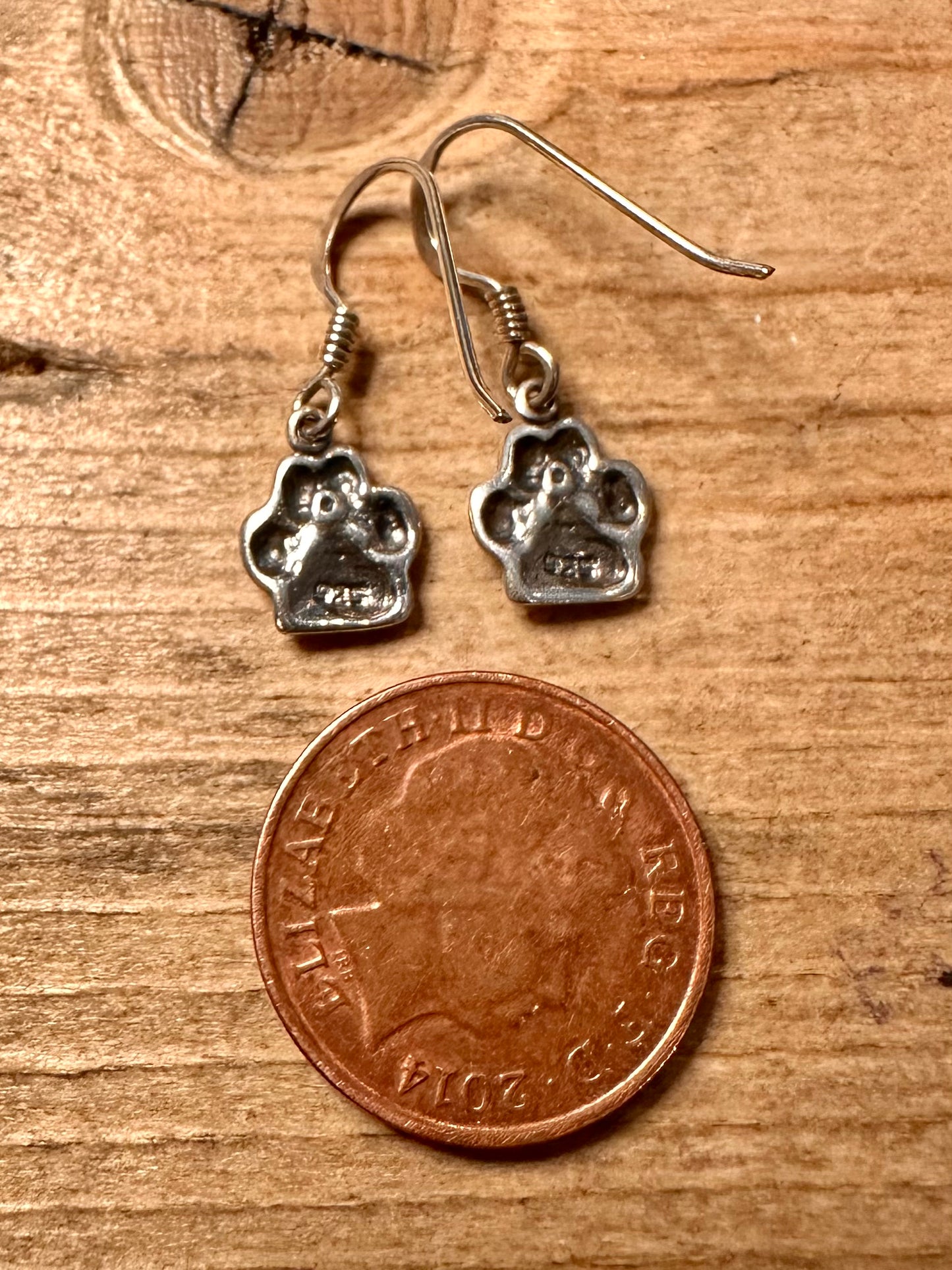 Vintage Dog Paw 925 Silver Earrings