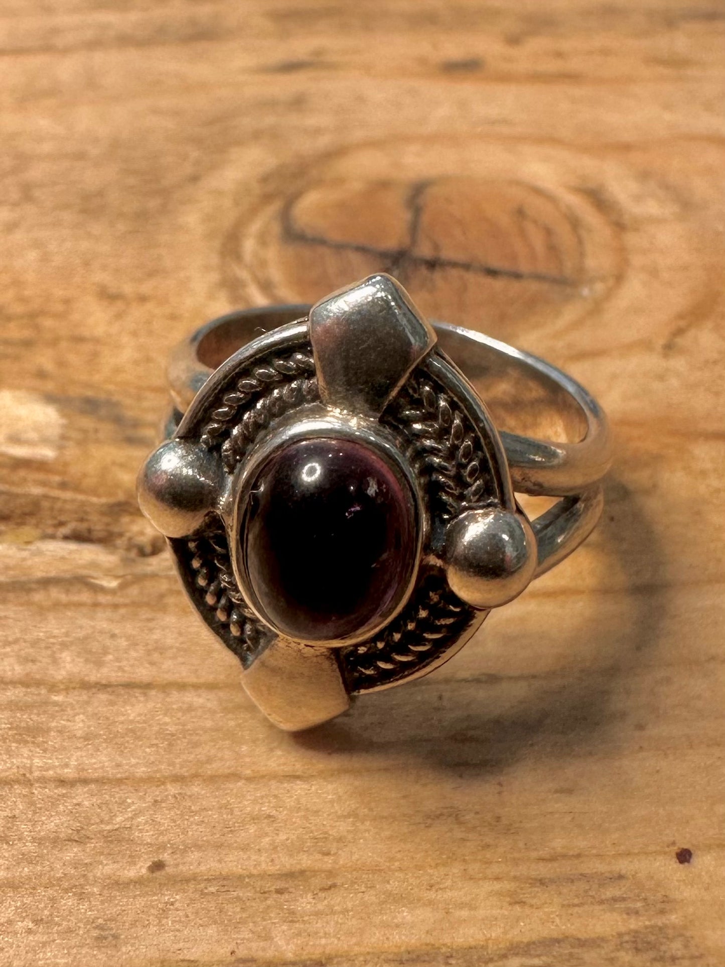 Vintage Amethyst Boho 925 Silver Size K Ring