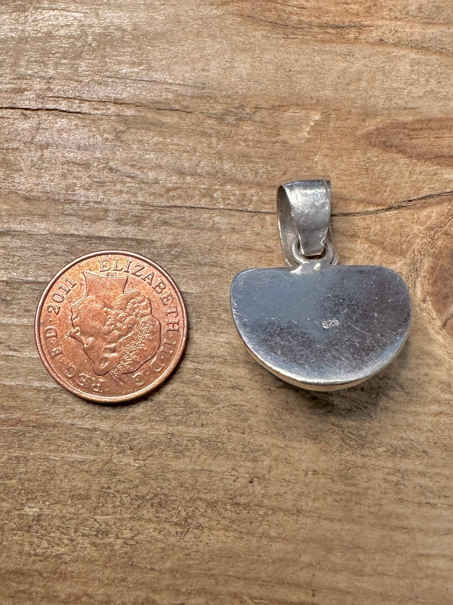 Vintage Larimar Semi Circle 925 Silver Pendant