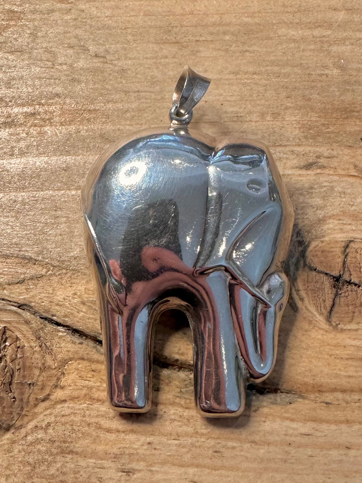 Vintage Chunky Elephant 925 Silver Pendant