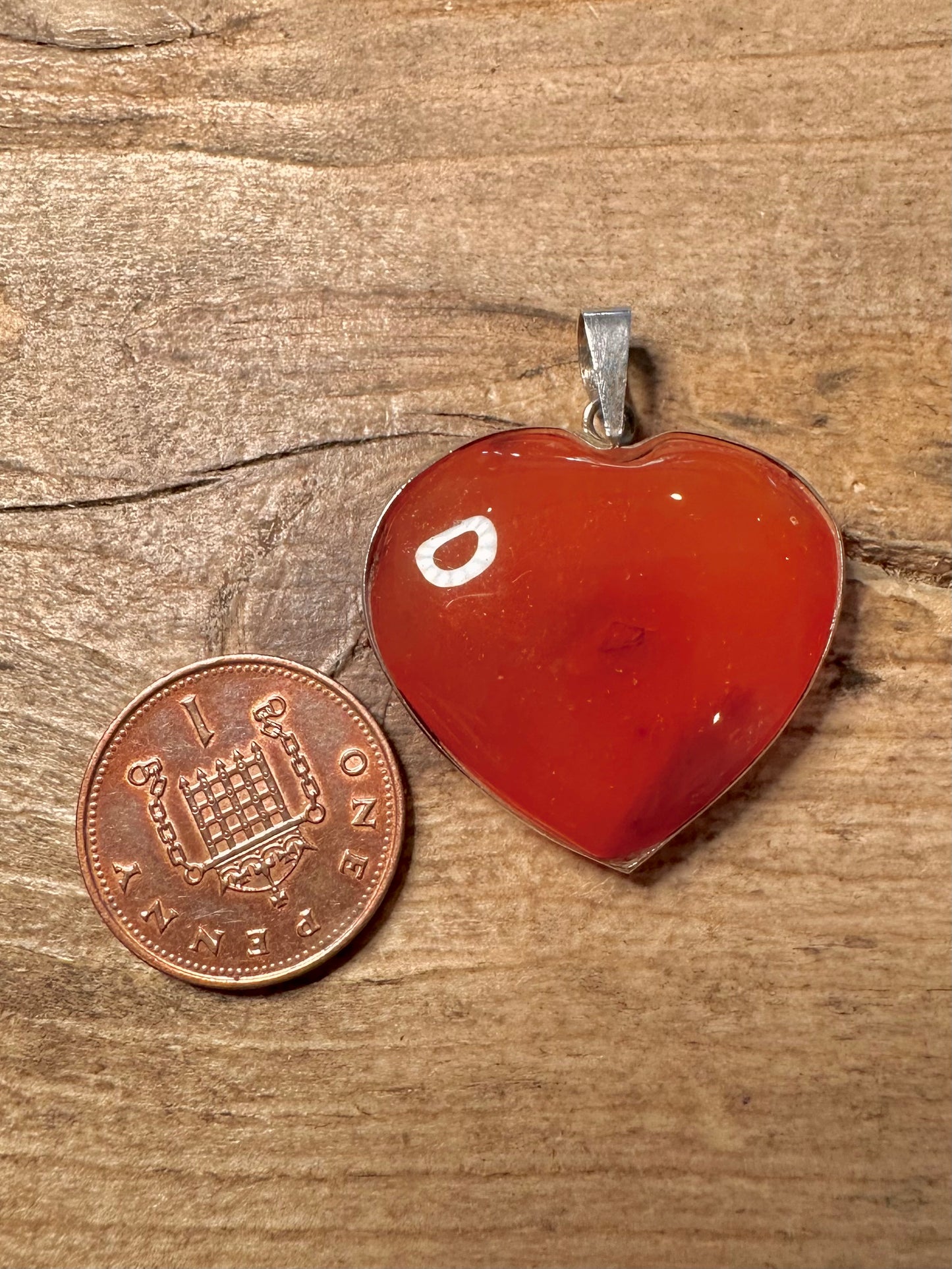Vintage Carnelian Heart 925 Silver Pendant
