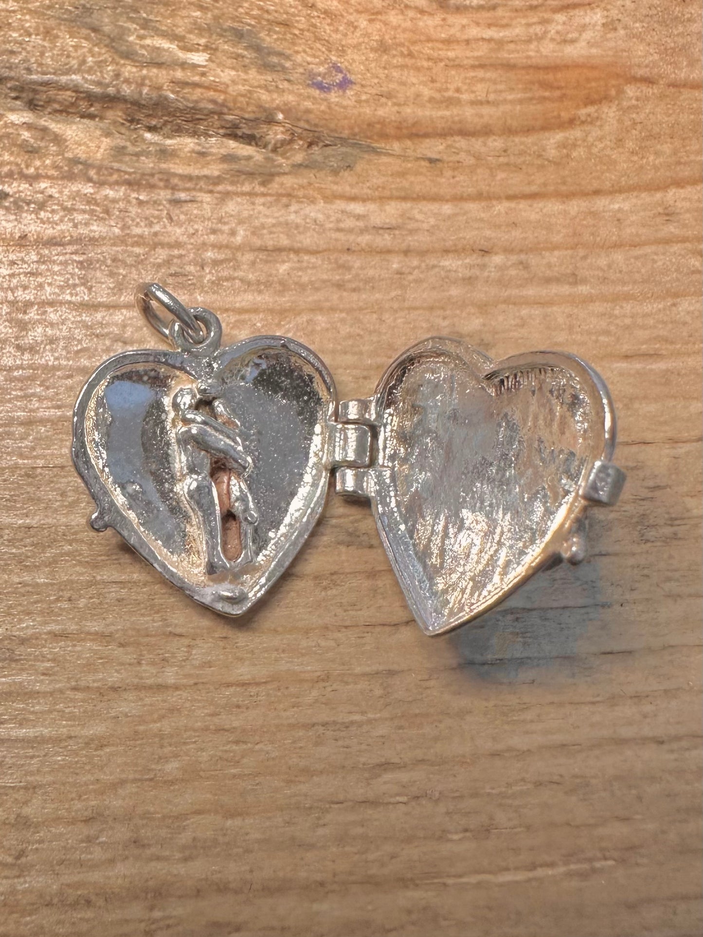 Vintage Heart Padlock Shaped Locket 925 Silver Pendant