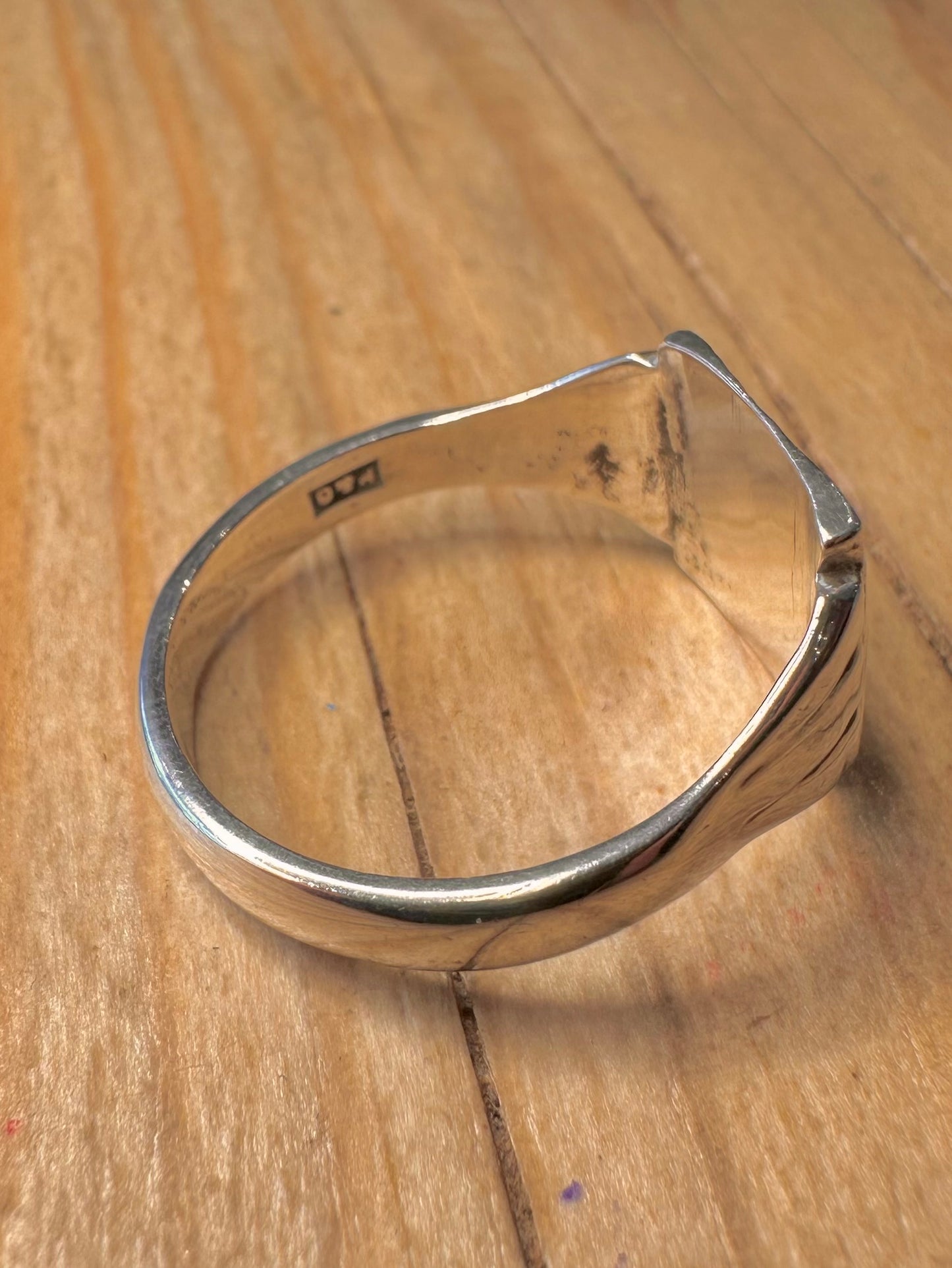 Vintage 1975 Textured Signet 925 Sterling Silver Size U1/2 Ring