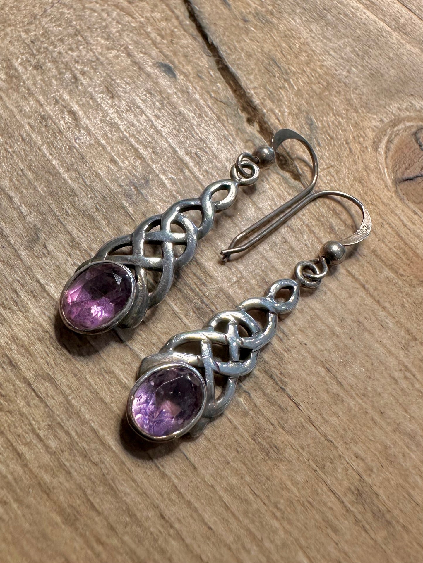 Vintage Kit Heath Amethyst 925 Silver Earrings