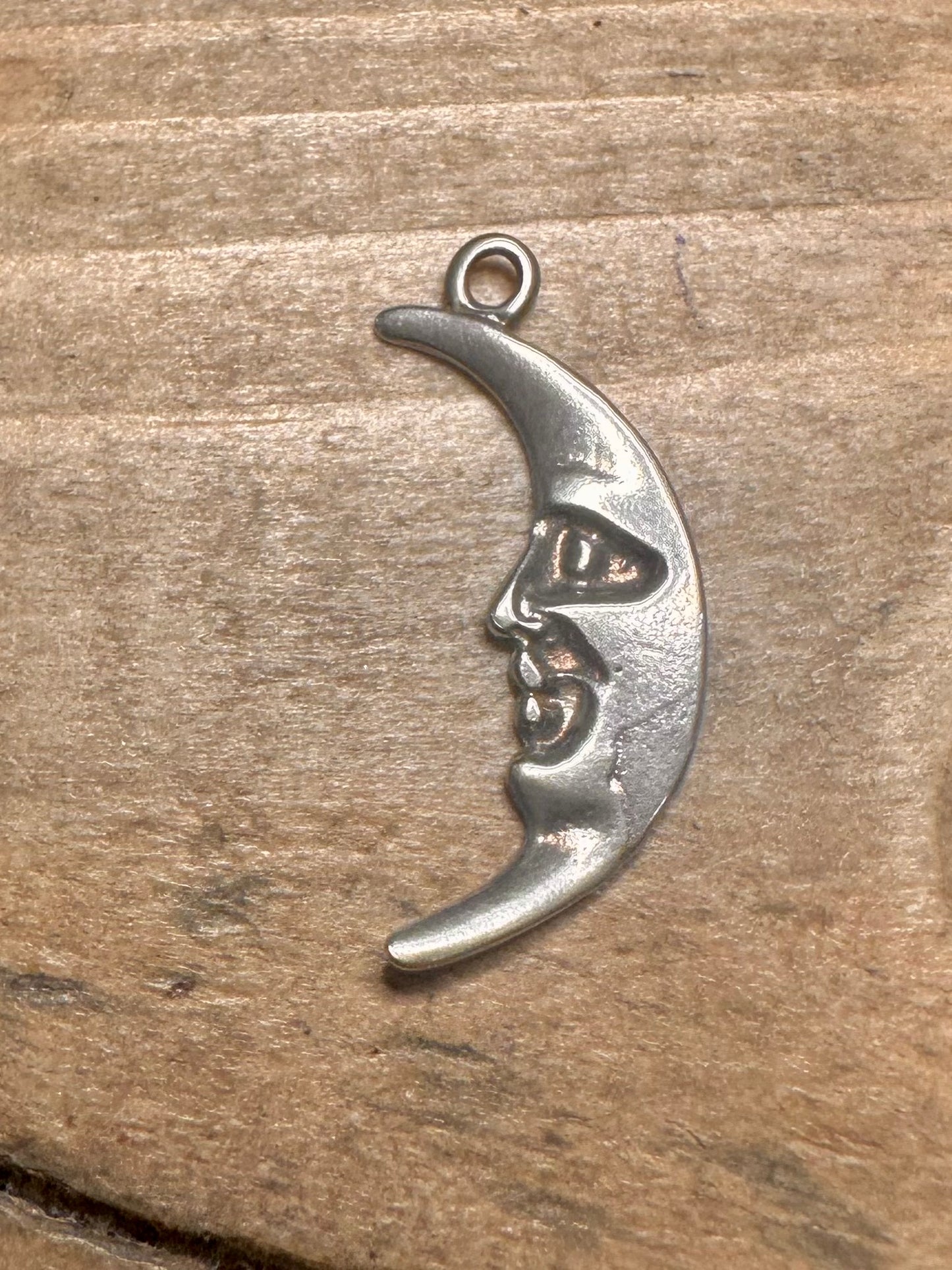 Vintage Moon Face 925 Silver Pendant