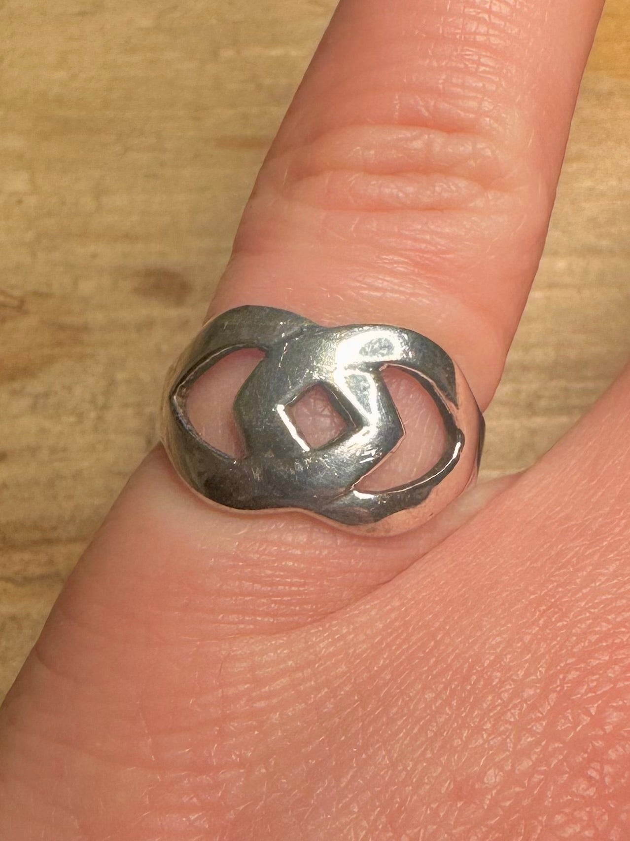 Vintage Overlap Style 925 Silver Size N Ring