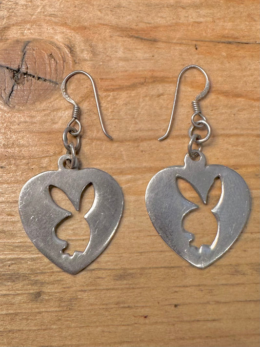 Vintage PlayBoy Heart 925 Silver Earrings