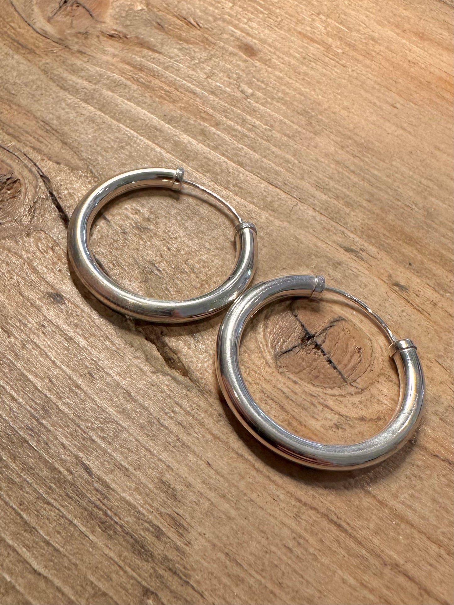 Vintage Chunky Hoops 925 Silver Earrings