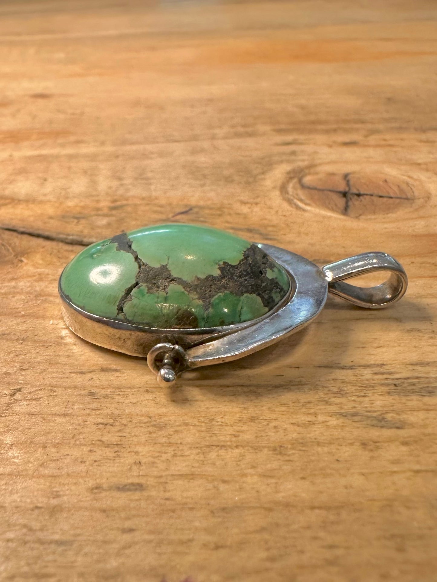 Vintage Turquoise Spinner 925 Silver Pendant