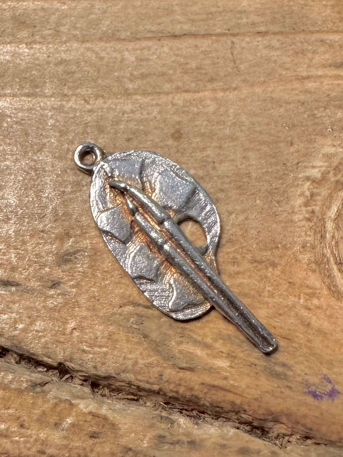 Vintage Paint Pallet 925 Silver Charm Pendant