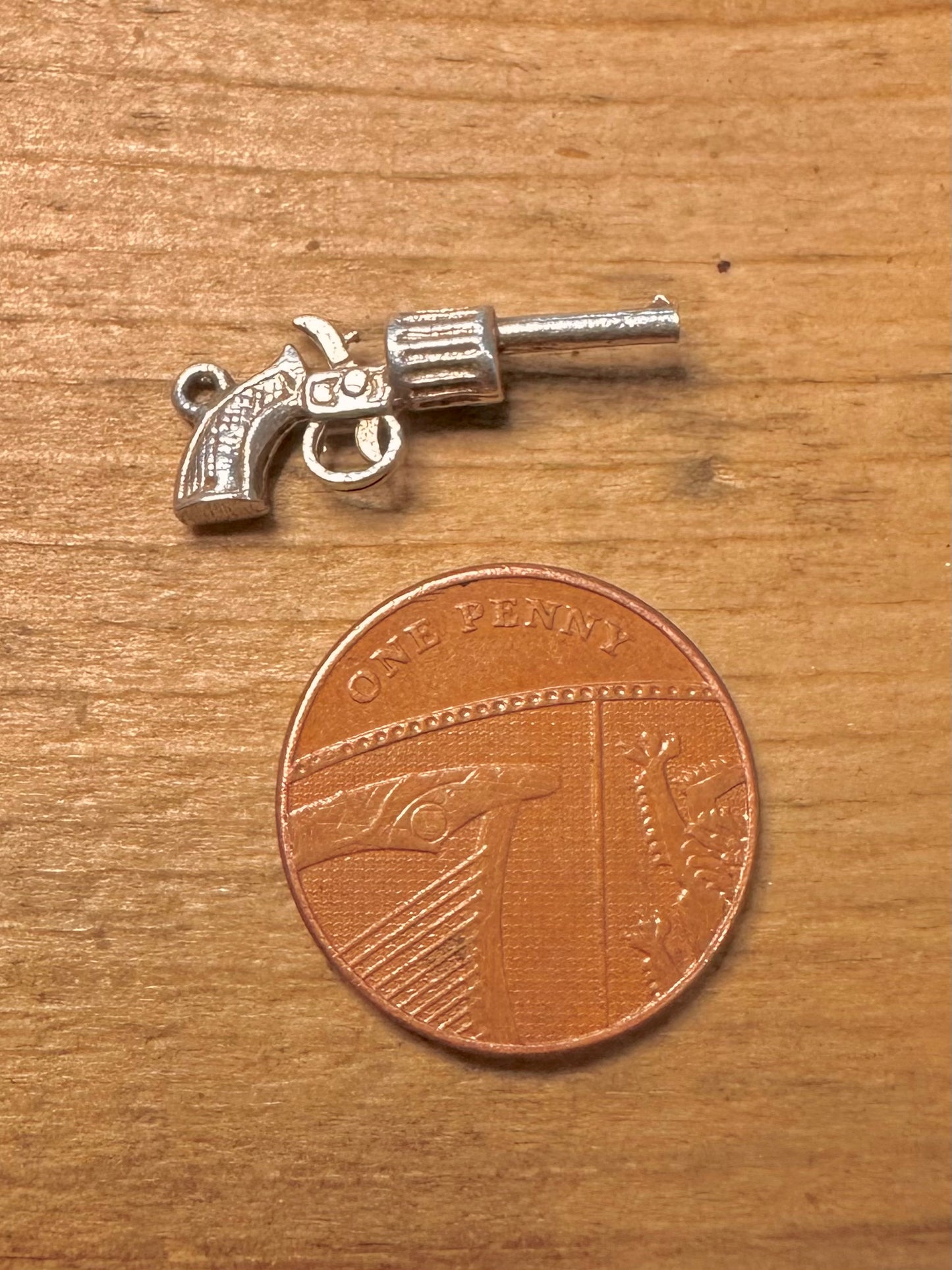 Vintage Revolver Articulated 925 Silver Charm Pendant