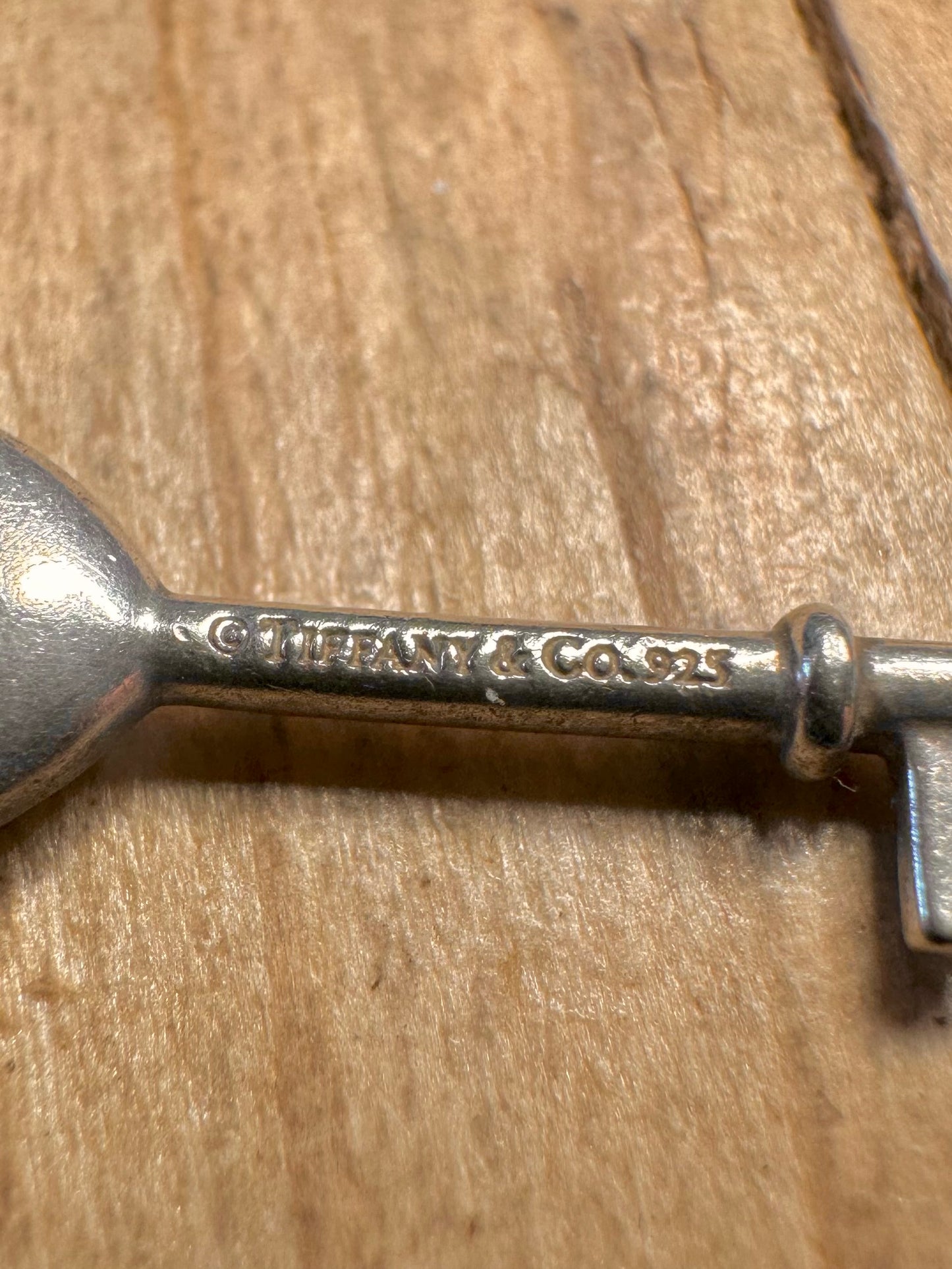 Vintage Tiffany & Co Diamond Key 925 Sterling Silver Pendant