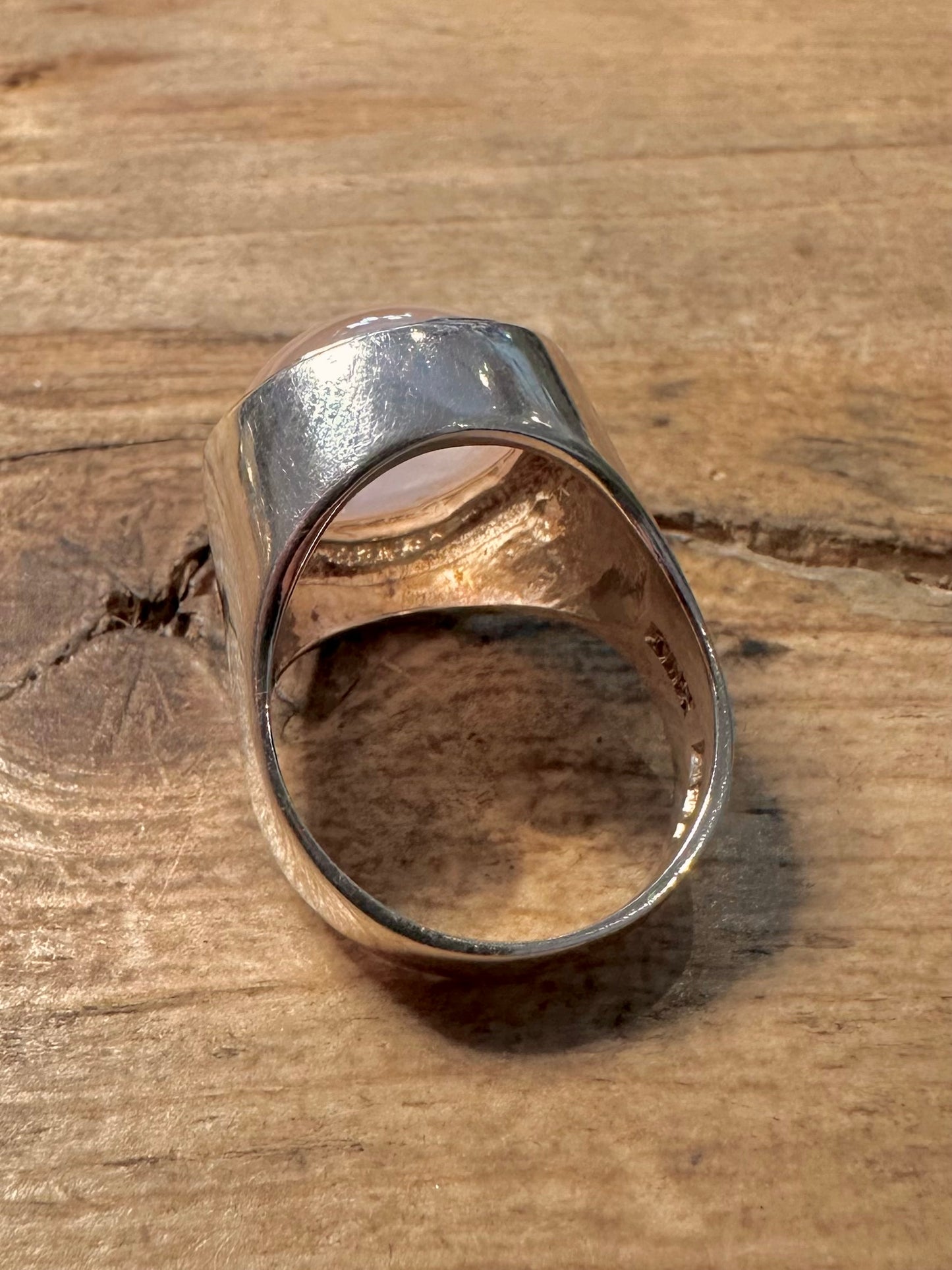 Vintage 1976 Rose Quarts 925 Silver Size P Ring