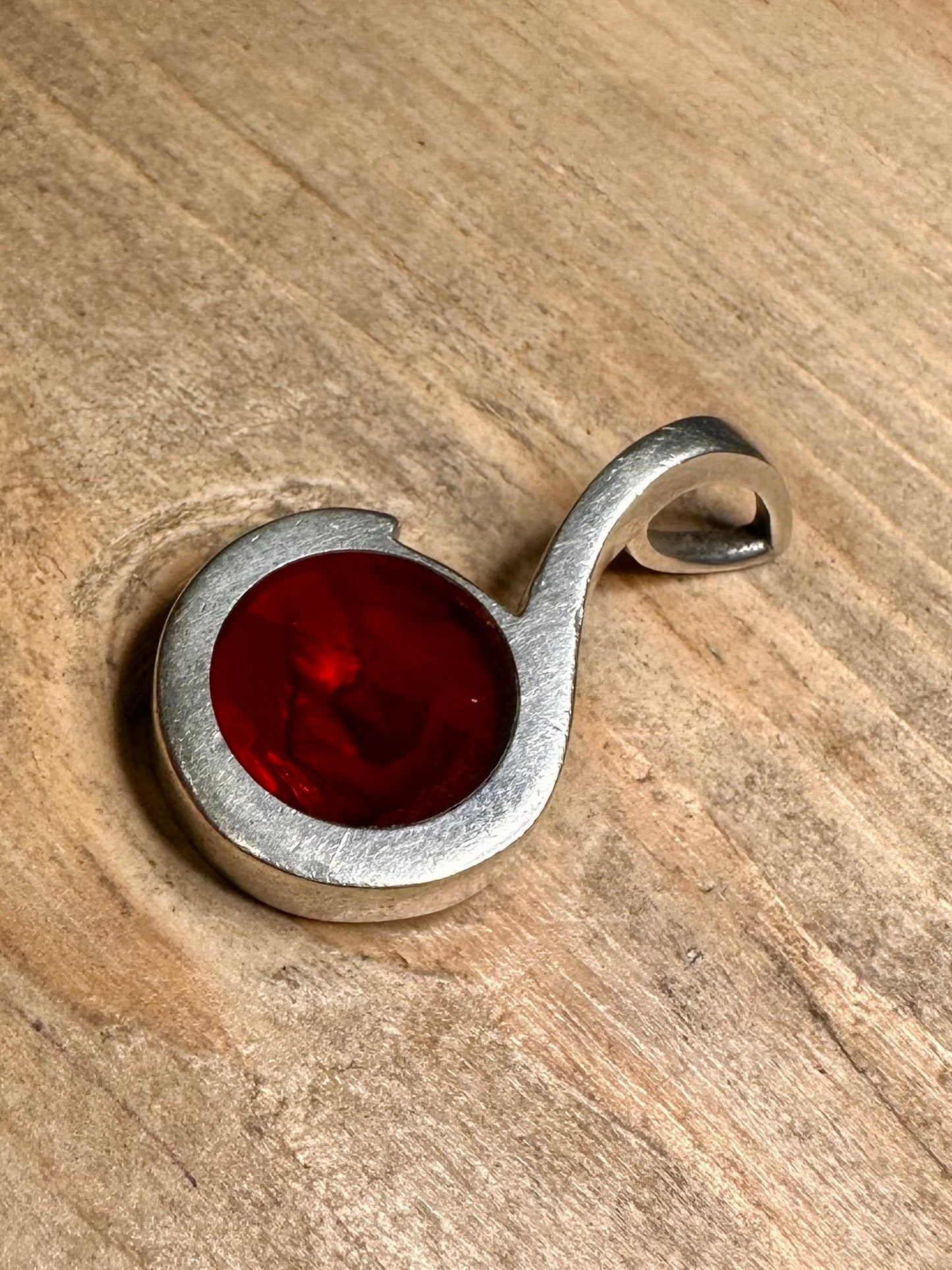 Abstract Red Circle 925 Silver Pendant