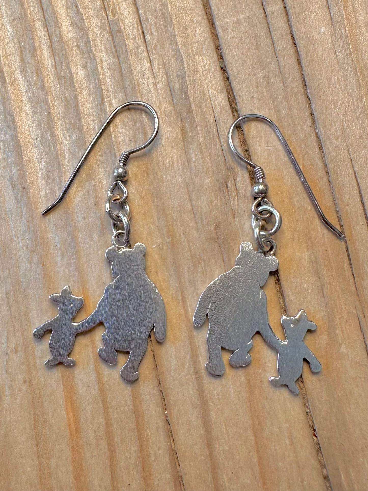 Vintage Winnie the Pooh and Piglet 925 Silver Earrings