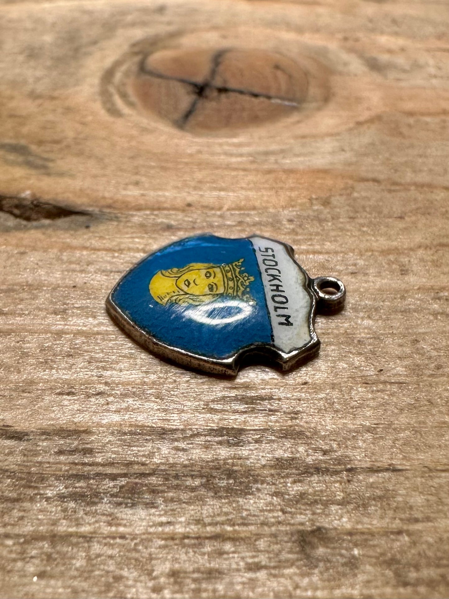 Vintage Stockholm Crest Enamel 925 Silver Pendant