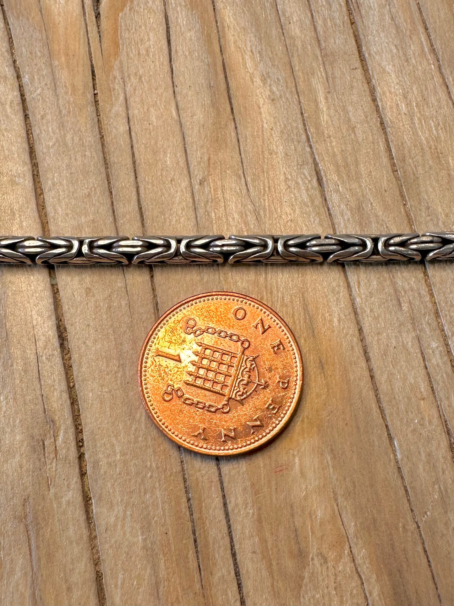 Vintage Byzantine Link Hook Clasp 925 Silver 7.5 inch Bracelet