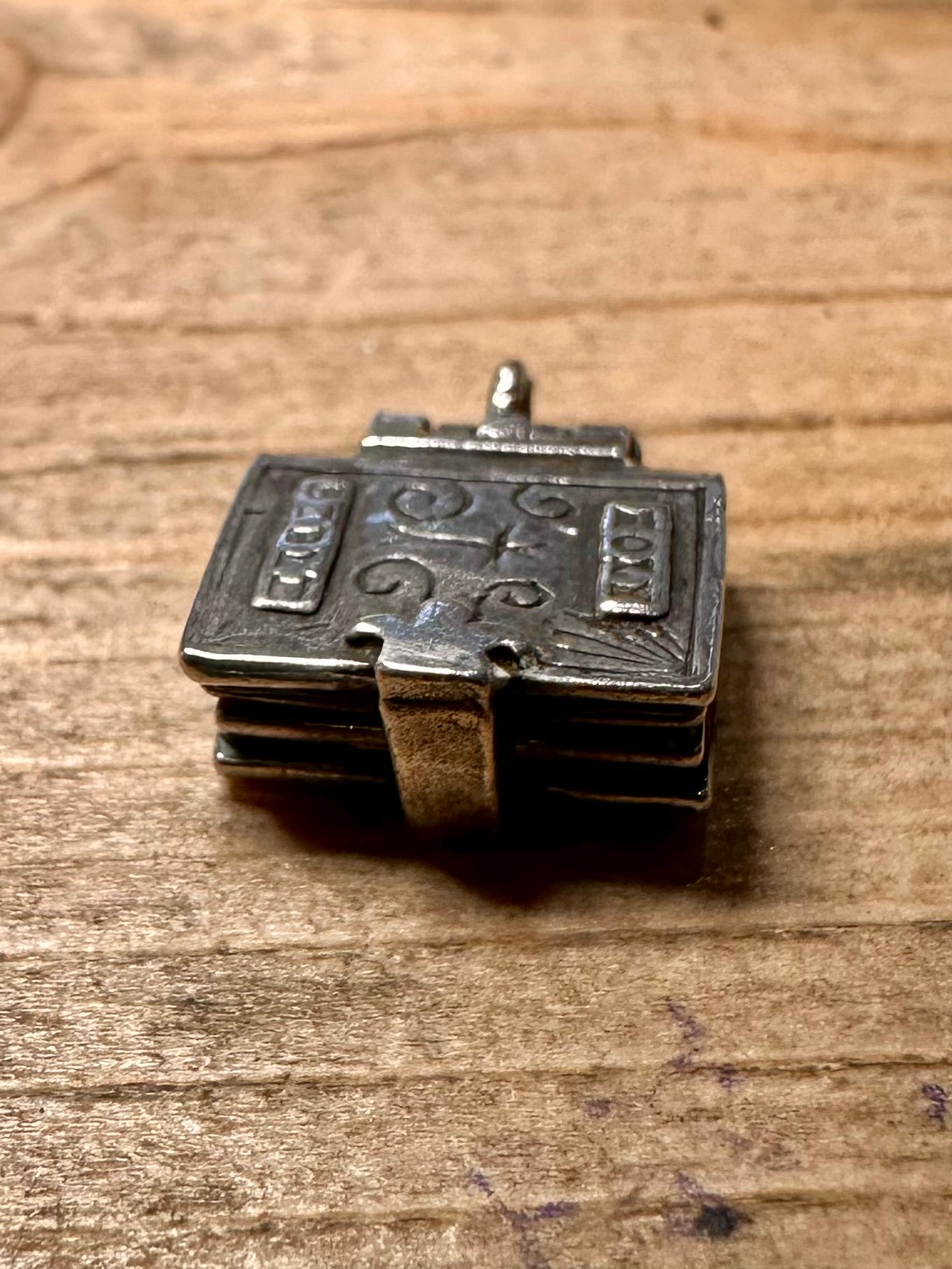 Vintage Bible with Paper Nuvu 925 Silver Charm Pendant