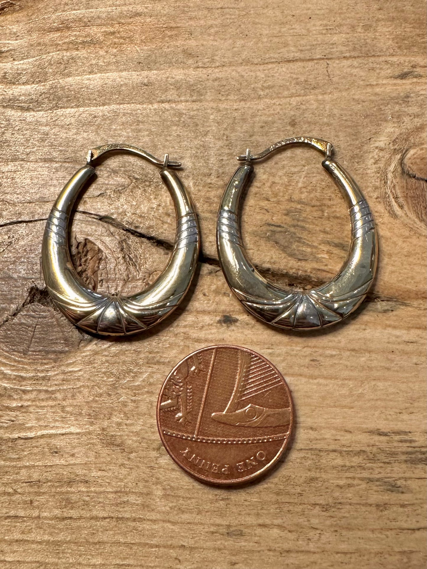 Vintage 9ct Gold Bonded 925 Silver Hoop Earrings