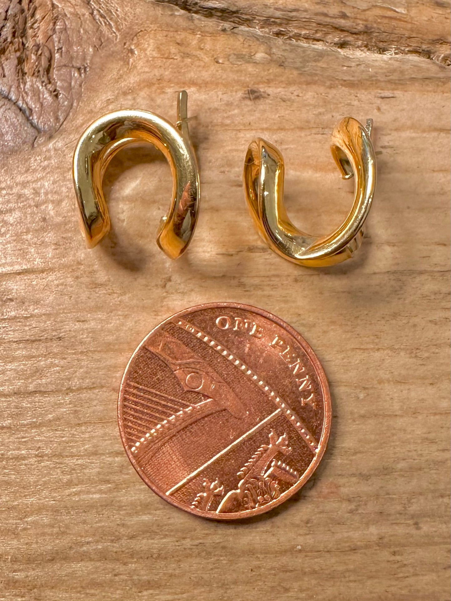 Abstract 18ct Gold Hoop Earrings
