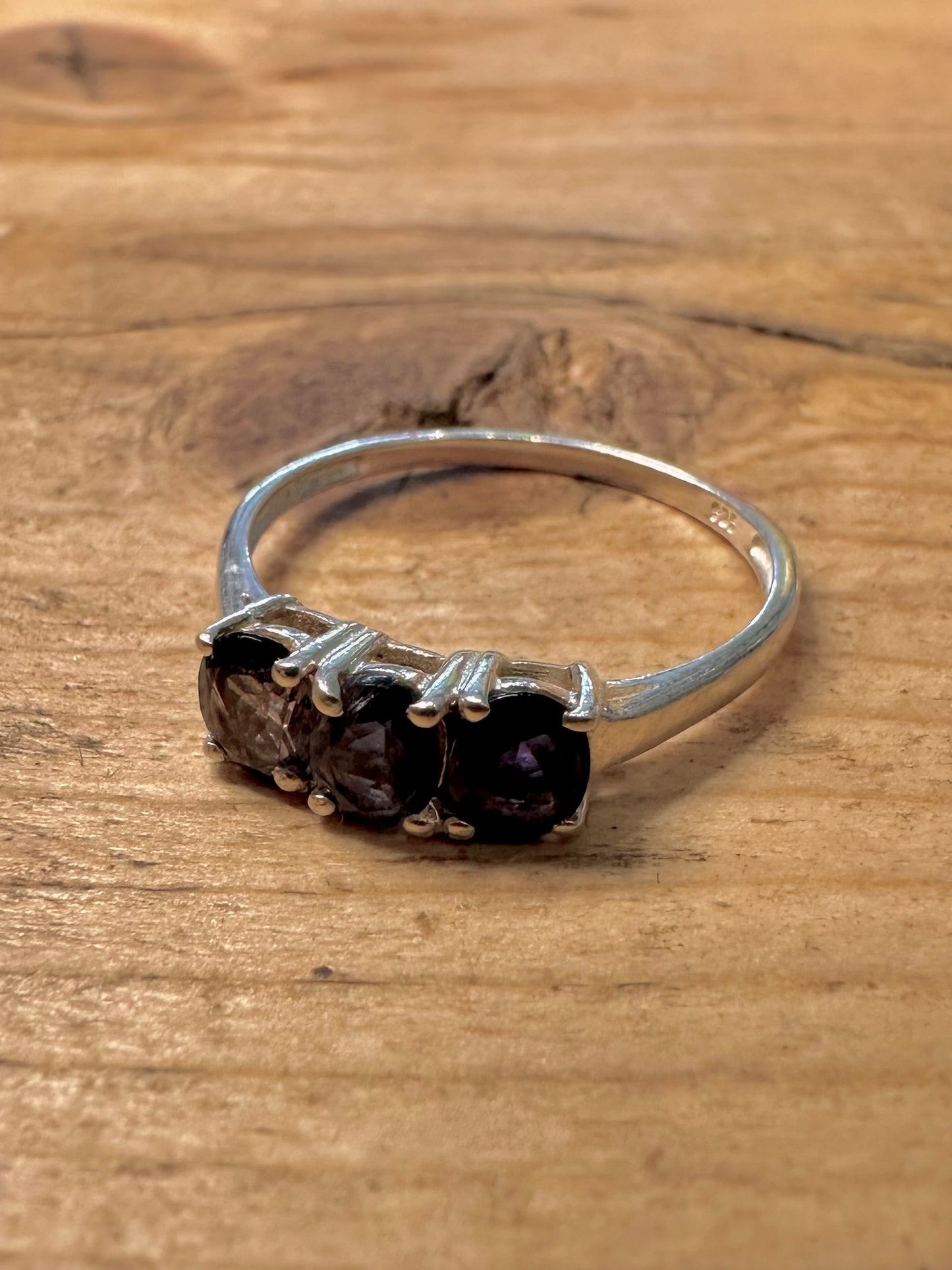 Vintage Purple Blue 925 Silver Size Q1/2 Ring