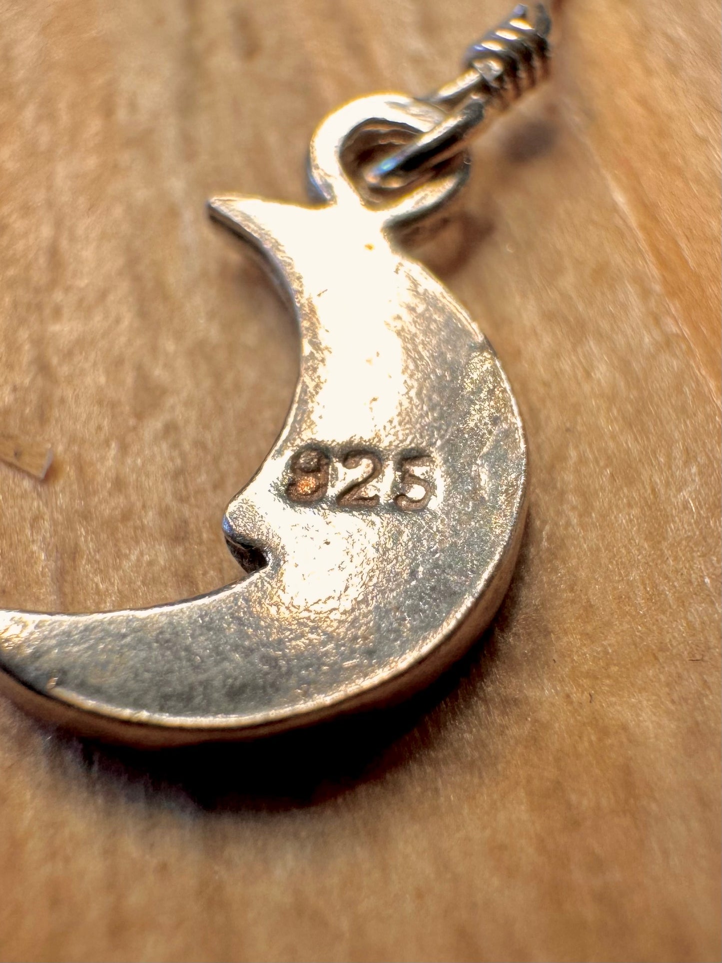Vintage Moon Dangle 925 Sterling Silver Earrings