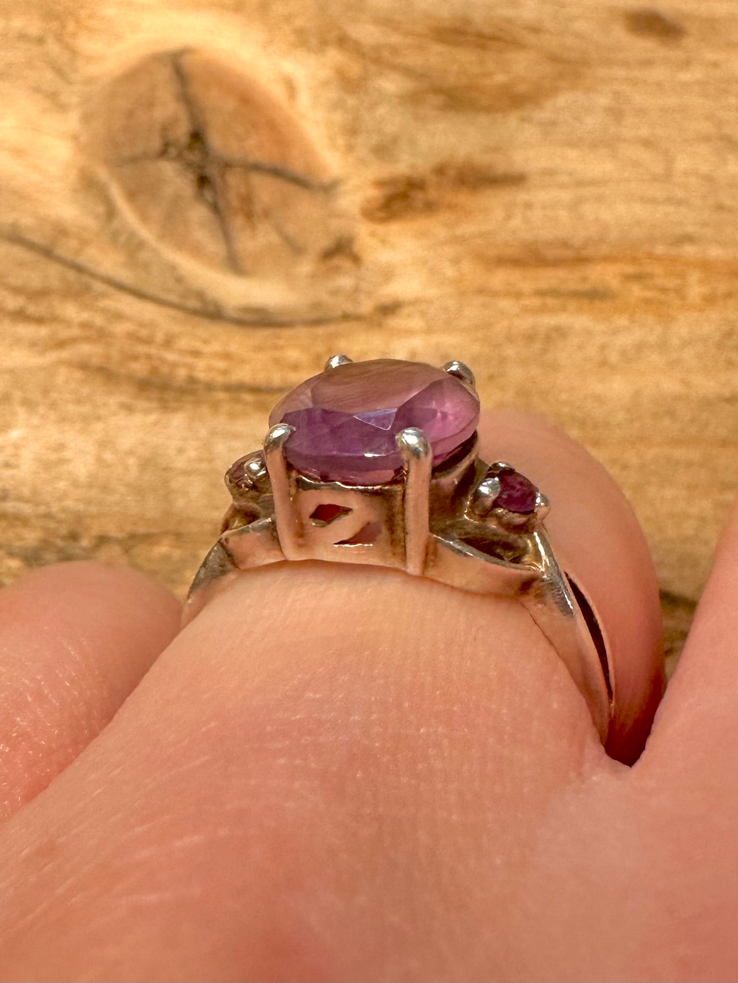 Vintage Amethyst 925 Silver Size P Ring