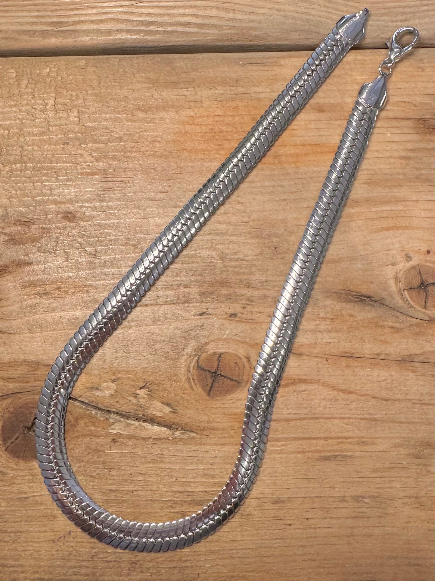 Vintage Chunky Herringbone 925 Silver 17.8 inch Necklace