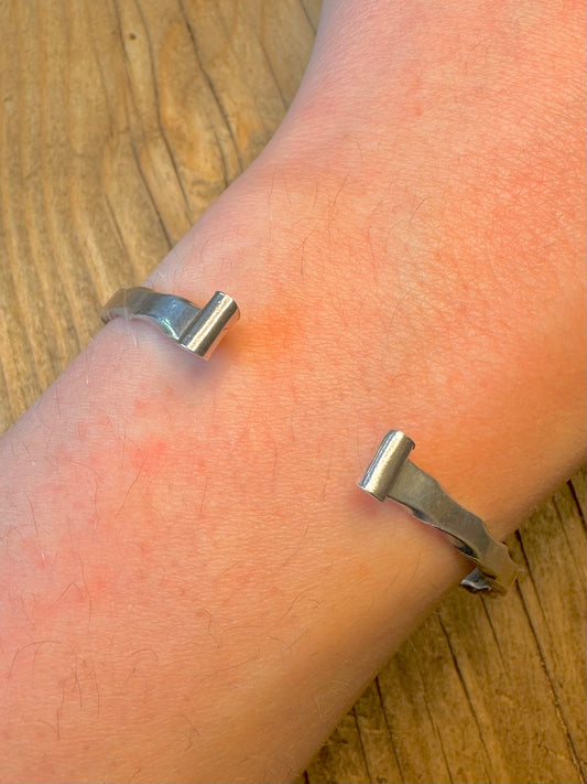 Hammered Open Cuff Maker KH 925 Sterling Silver Bangle