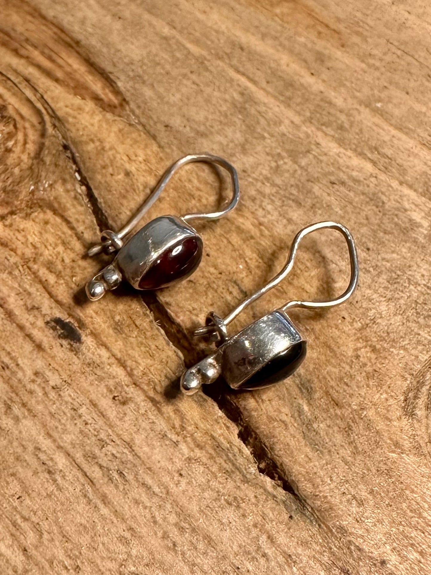 Vintage Garnet 925 Silver Earrings