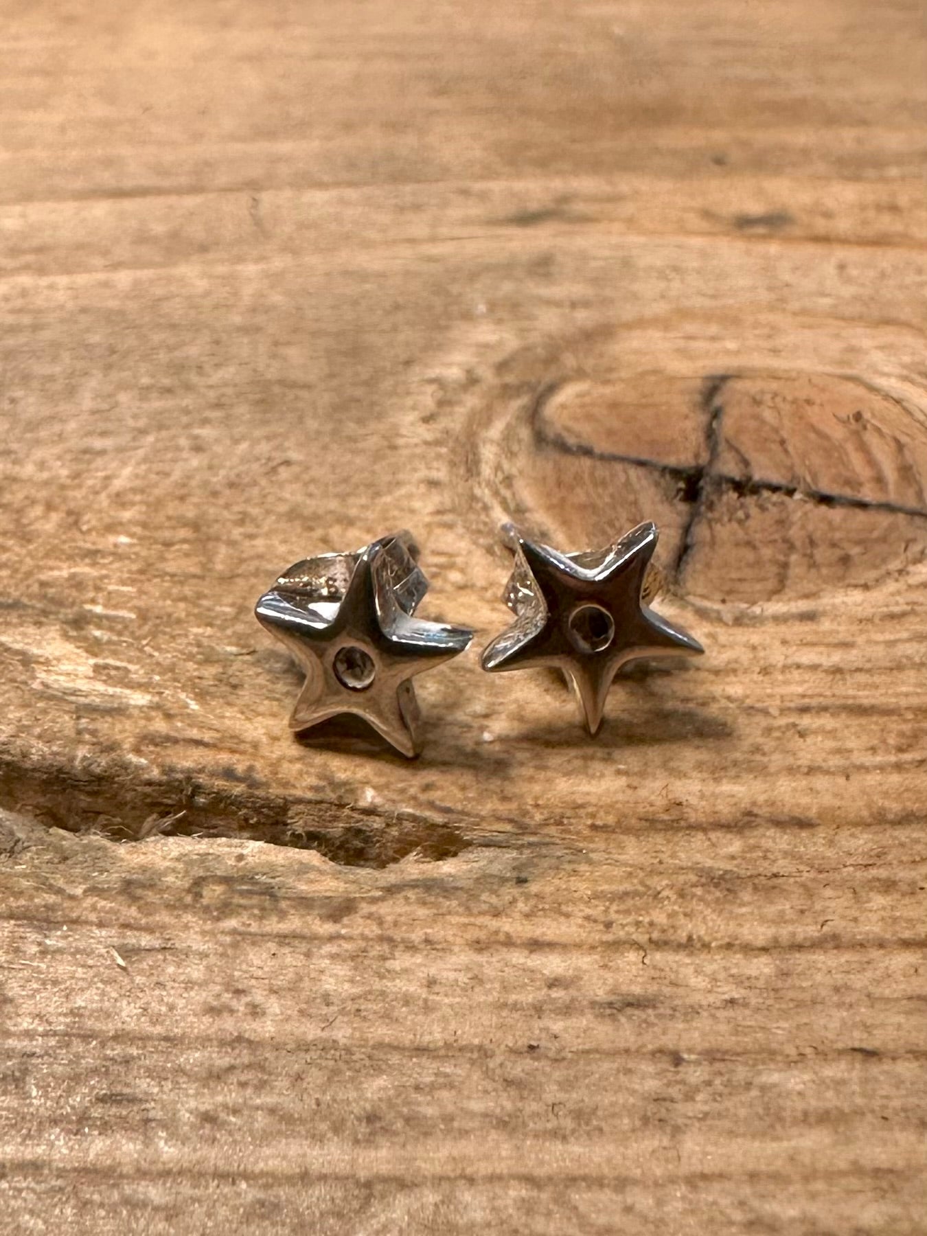 Vintage Diamond Star Stud 925 Silver Earrings