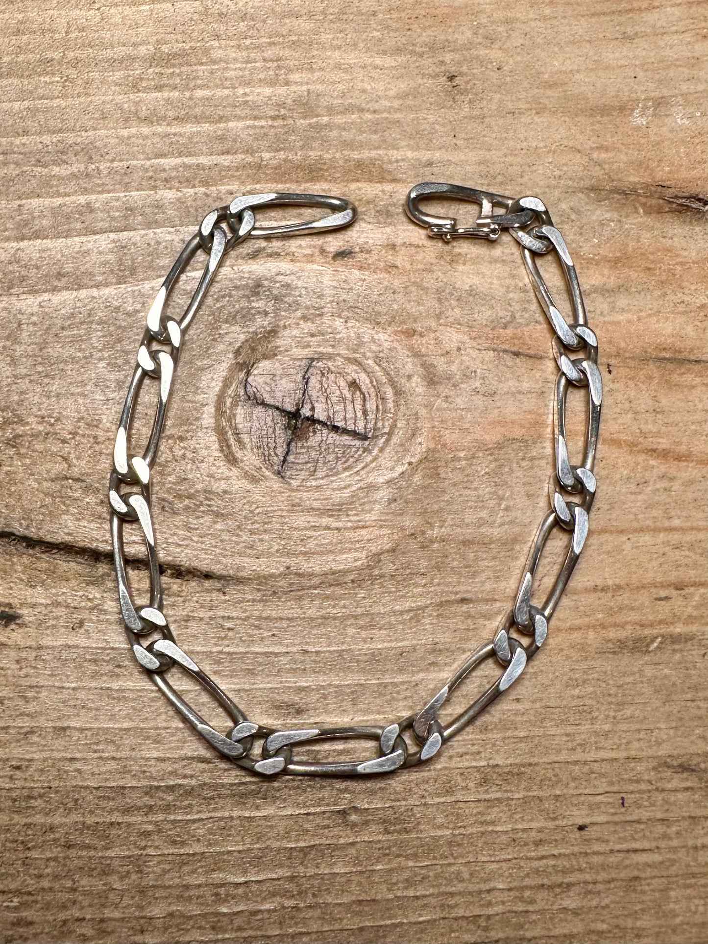 Vintage Figaro Chain 925 Silver 7.1 inch Bracelet