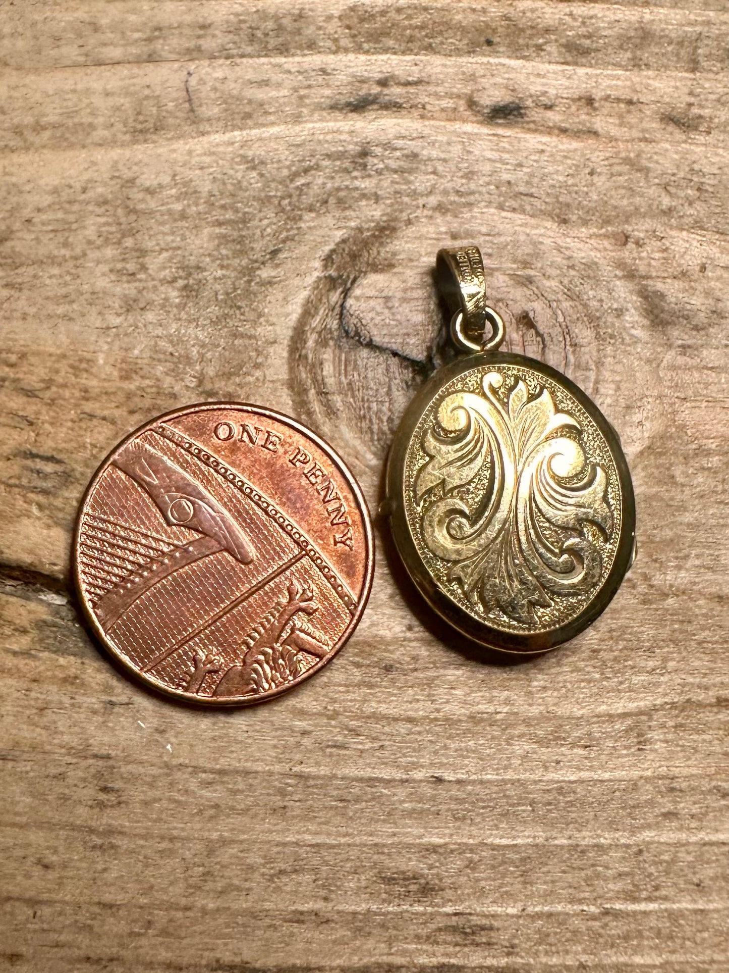 Vintage Engraved Locket Rolled Gold Pendant