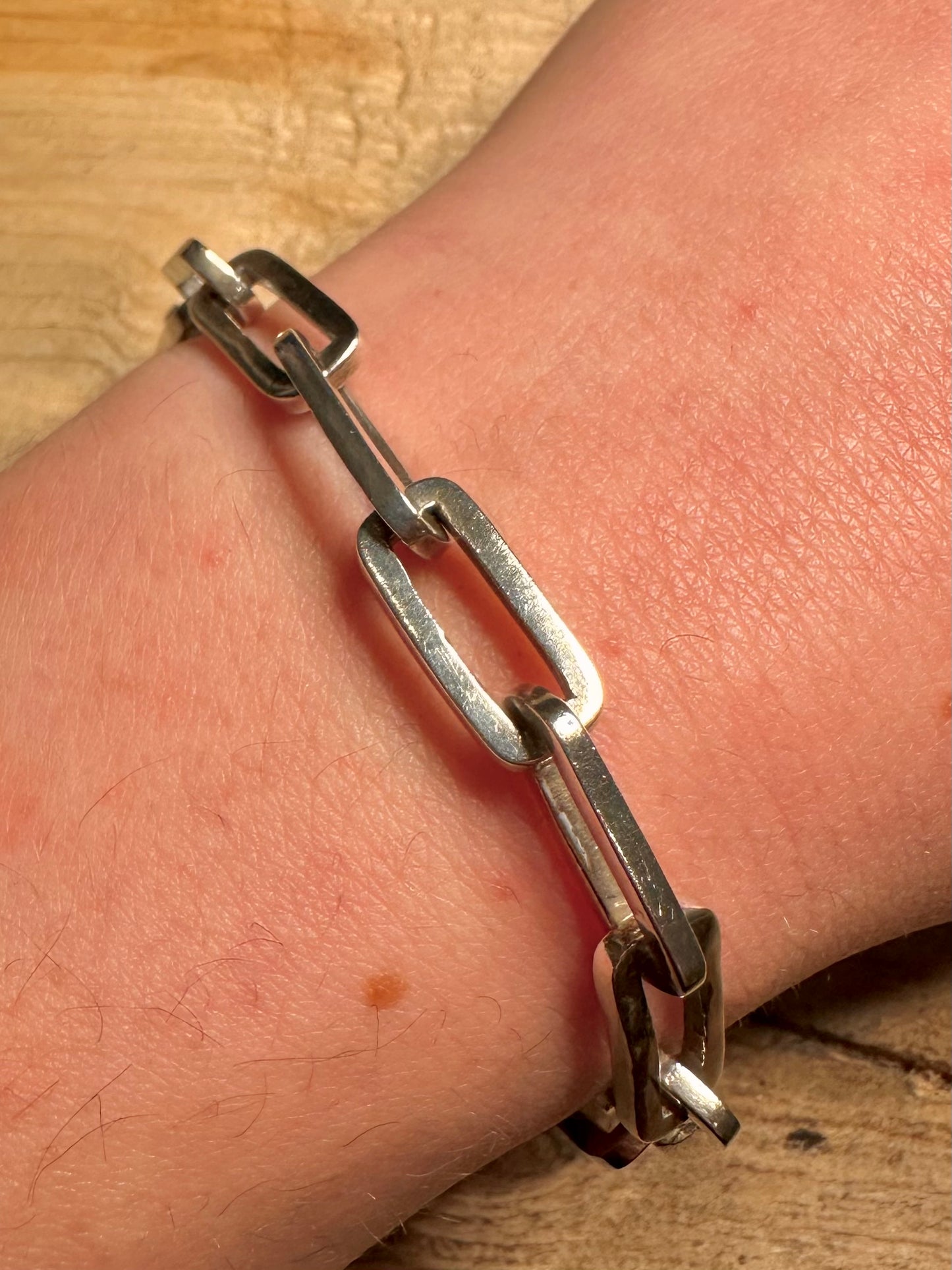 Vintage Cable Bar Chain 925 Silver 7.3 inch Bracelet