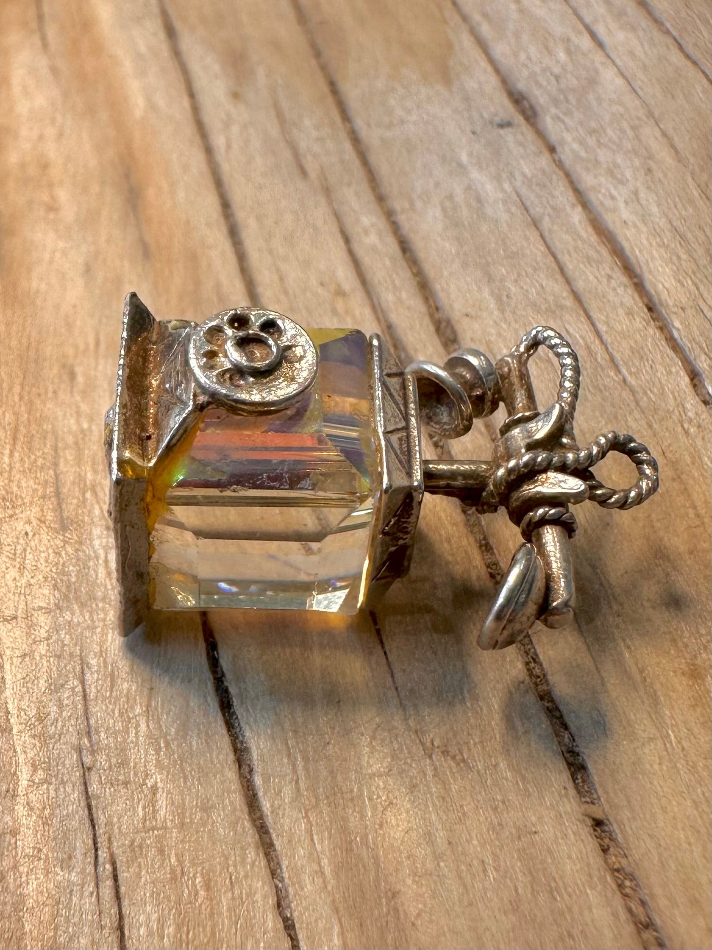Vintage Crystal Telephone 925 Silver Charm Pendant