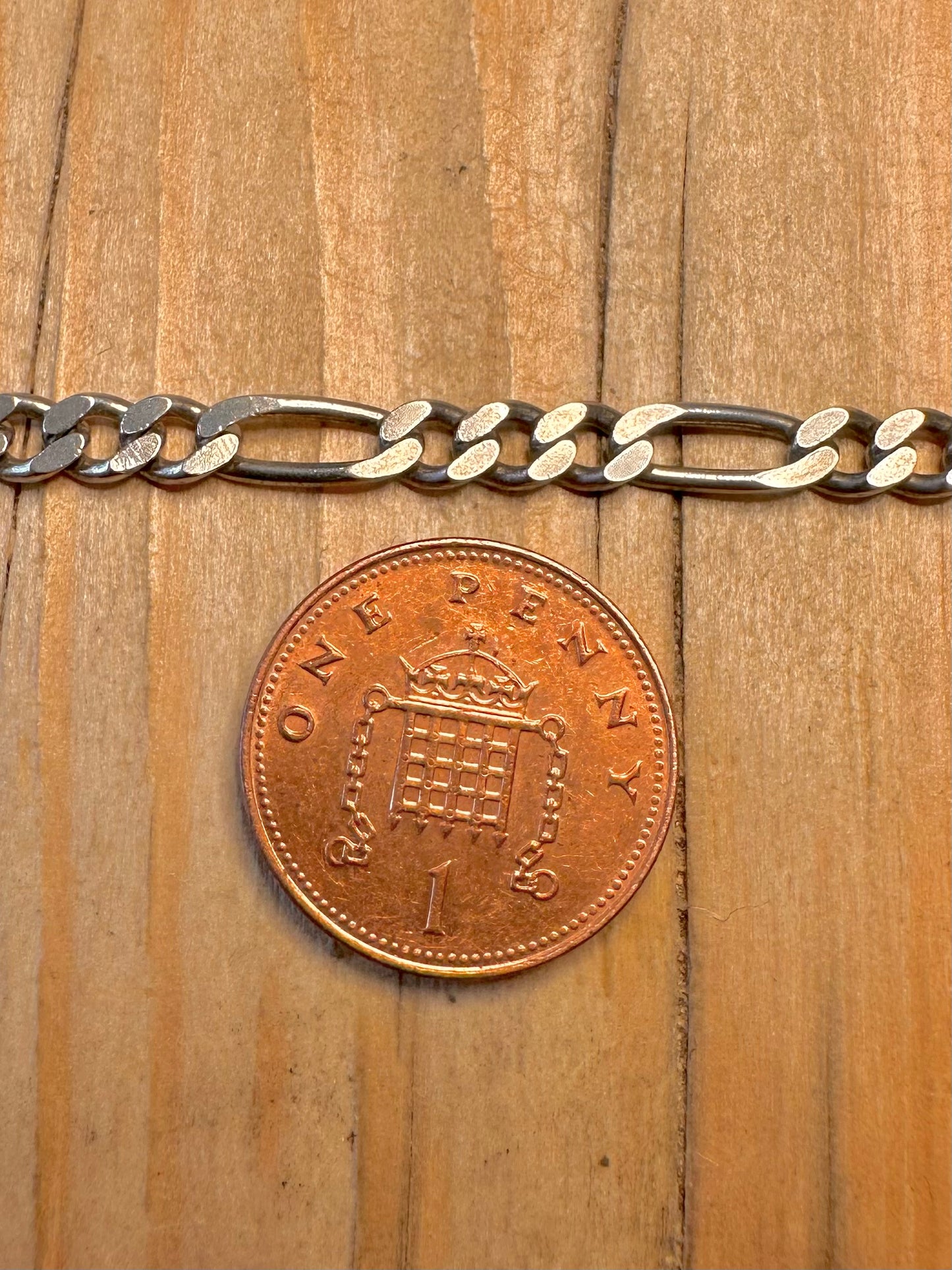 Vintage Figaro Curb Chain 925 Sterling Silver 19.7 inch