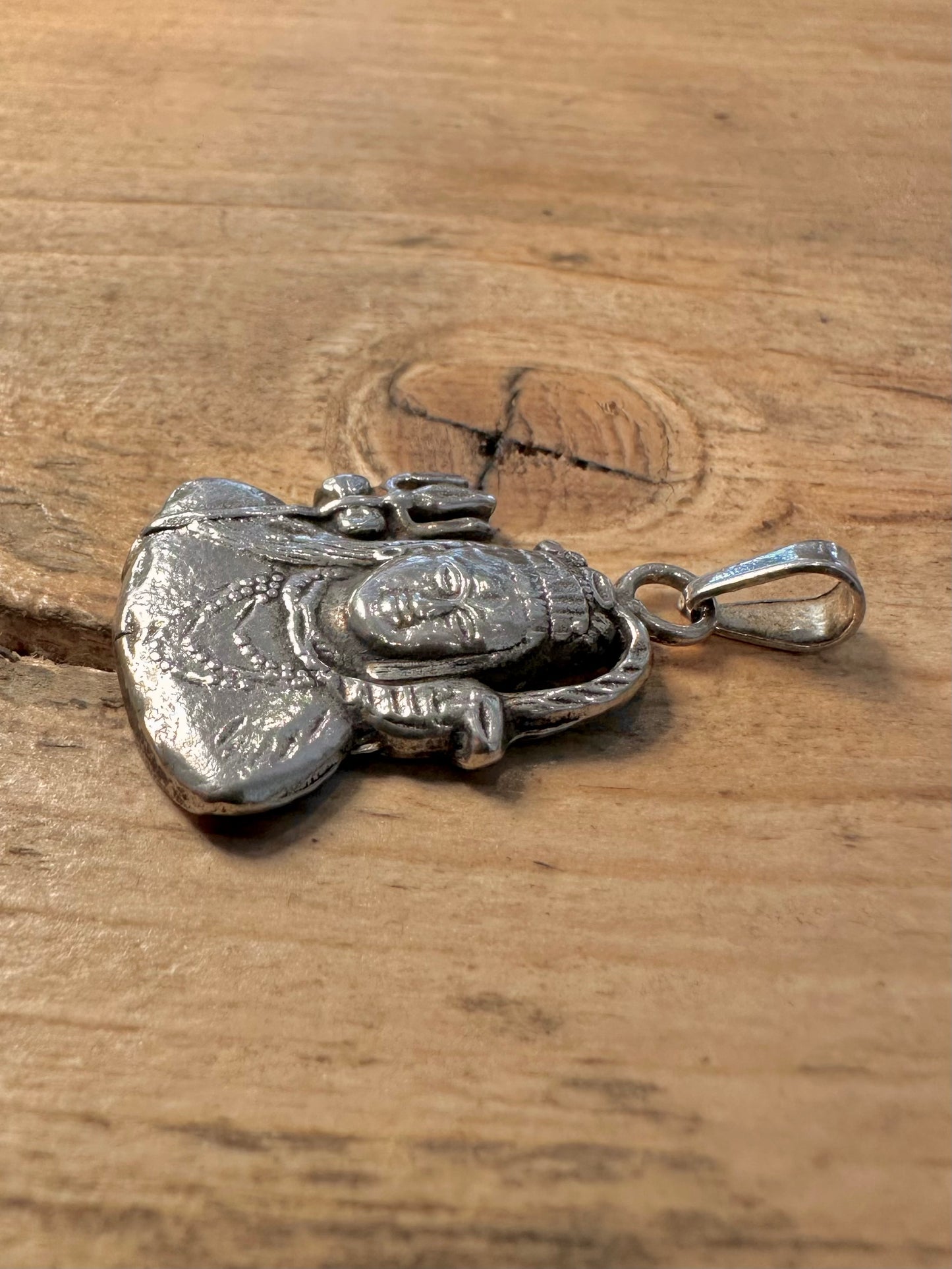 Vintage Shiva Hindu God 925 Silver Pendant