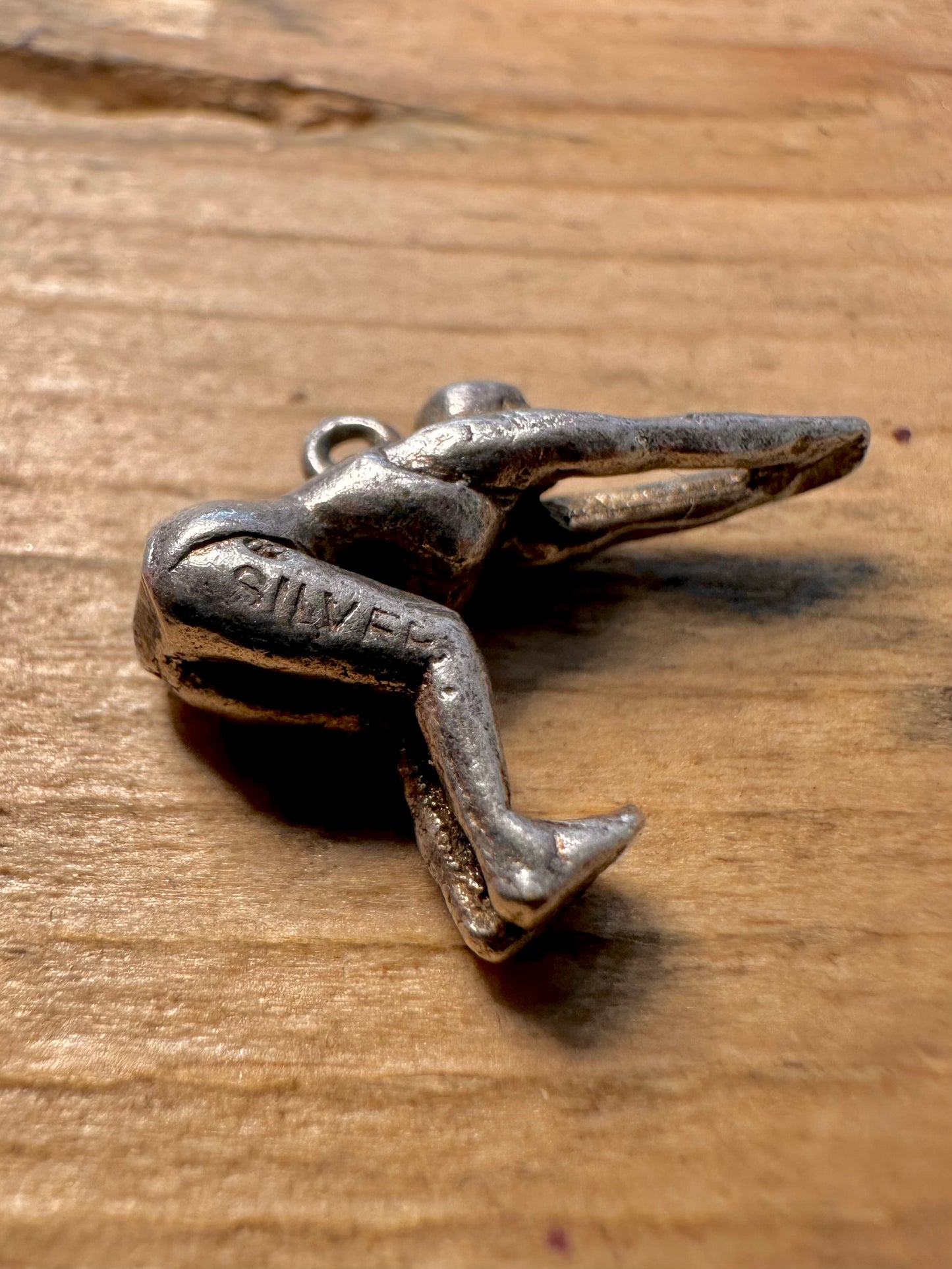 Vintage Swimmer Diver 925 Silver Charm Pendant