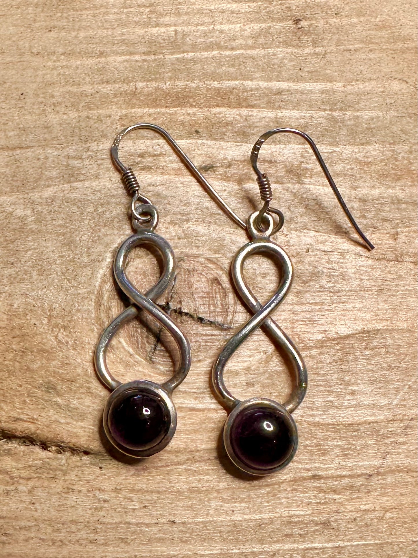 Vintage Twisted Amethyst Dangle 925 Silver Earrings