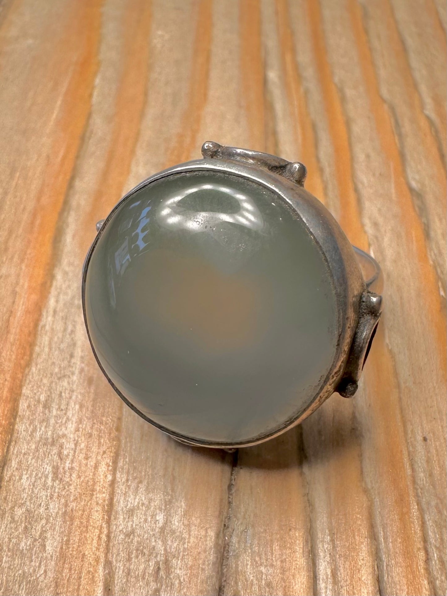 Vintage Prehnite Circle 925 Sterling Silver Size O Ring