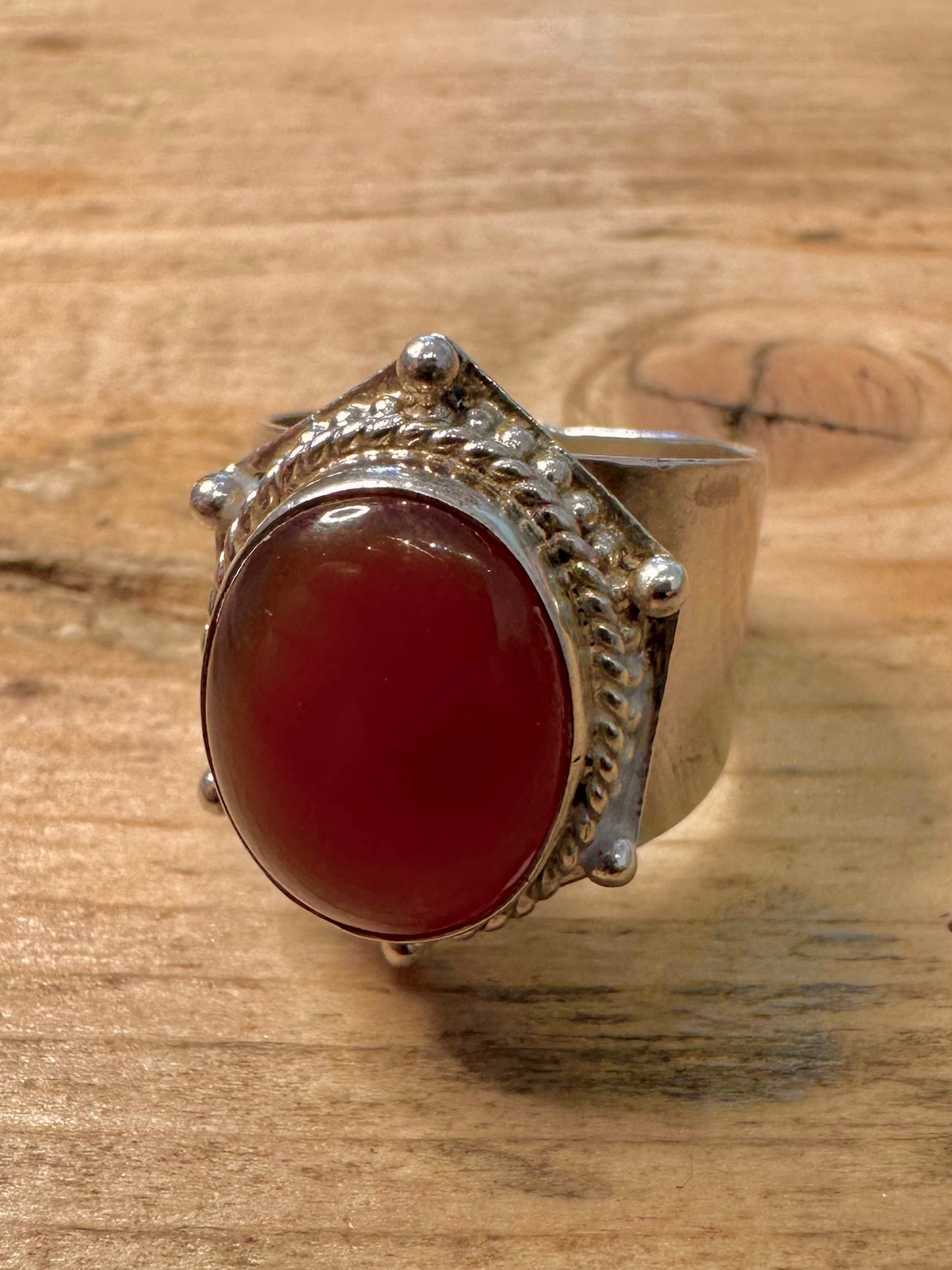 Vintage Boho Carnelian 925 Silver Size Q1/2 Ring